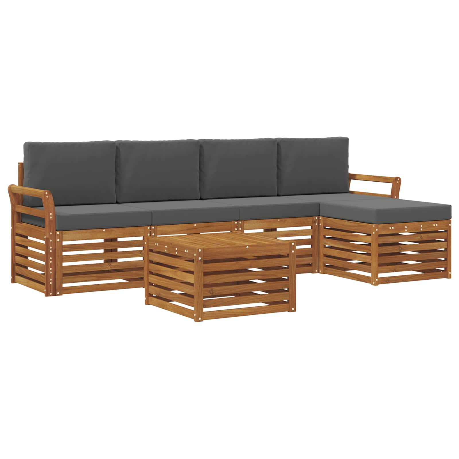 Outdoor-Sofagarnitur mit Kissen 6 pcs Natur und Anthrazit