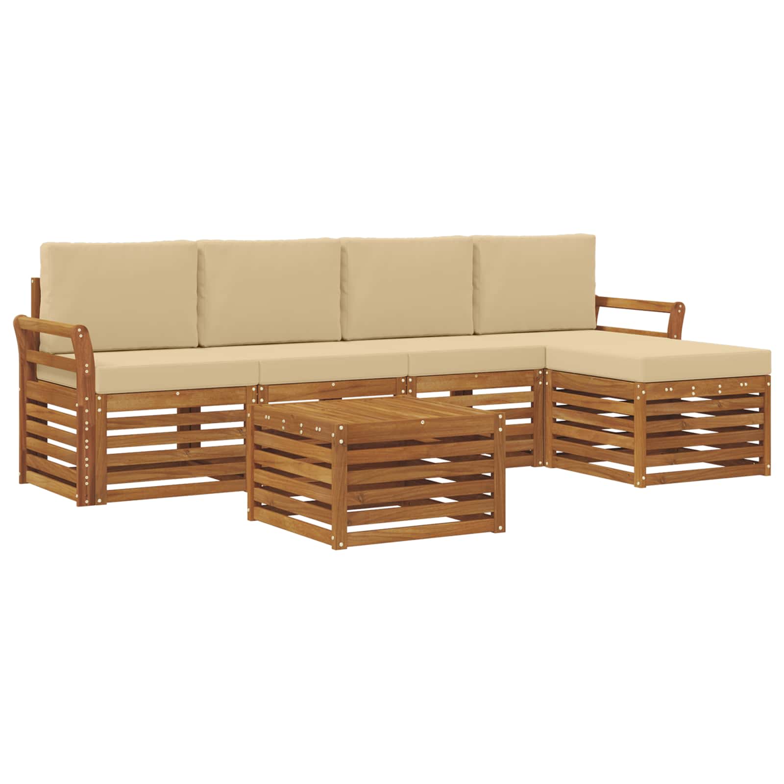 Outdoor-Sofagarnitur 6 stk. Natur und Beige