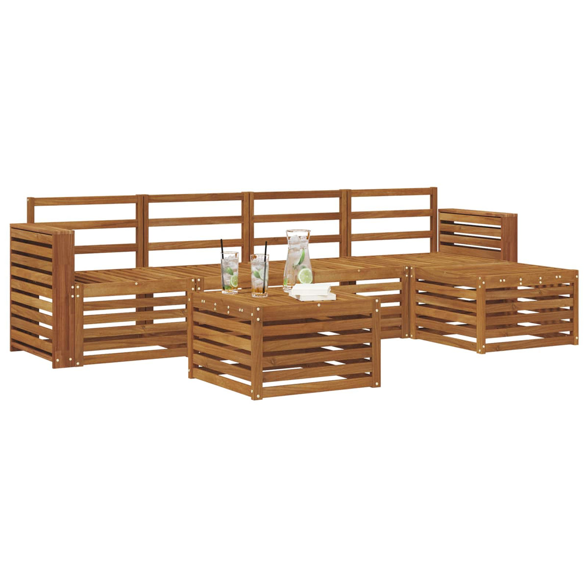 Outdoor-Sofagarnitur 6 stk. Natur