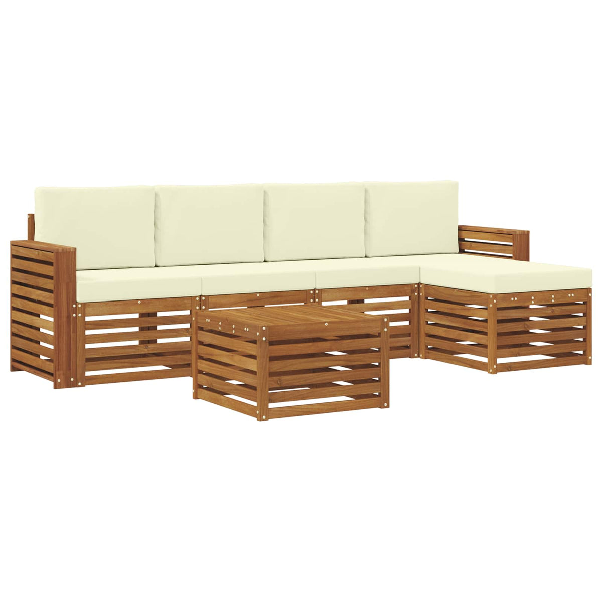 Outdoor-Sofagarnitur 6 stk. Natur und Creme
