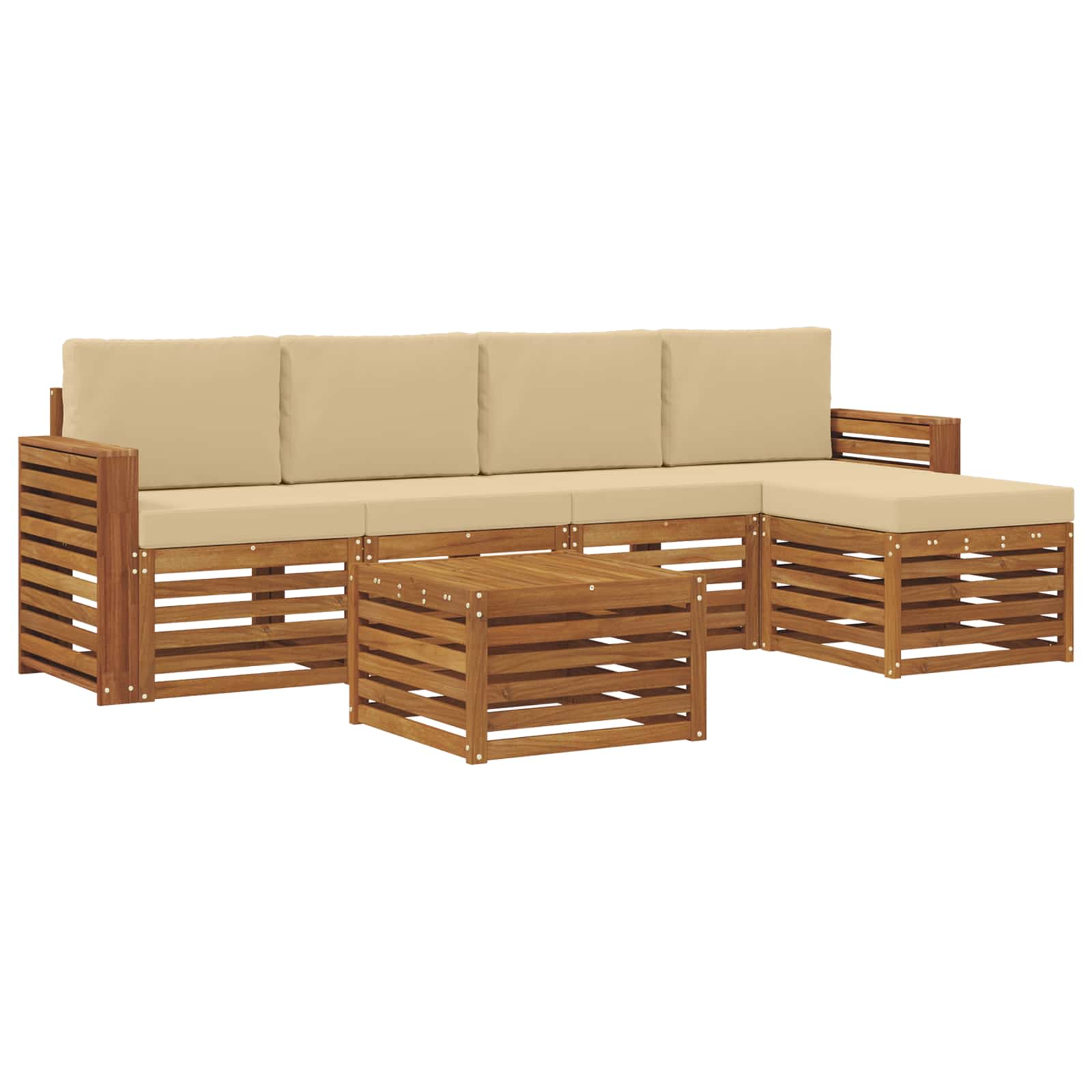 Outdoor-Sofagarnitur 6 stk. Natur und Beige