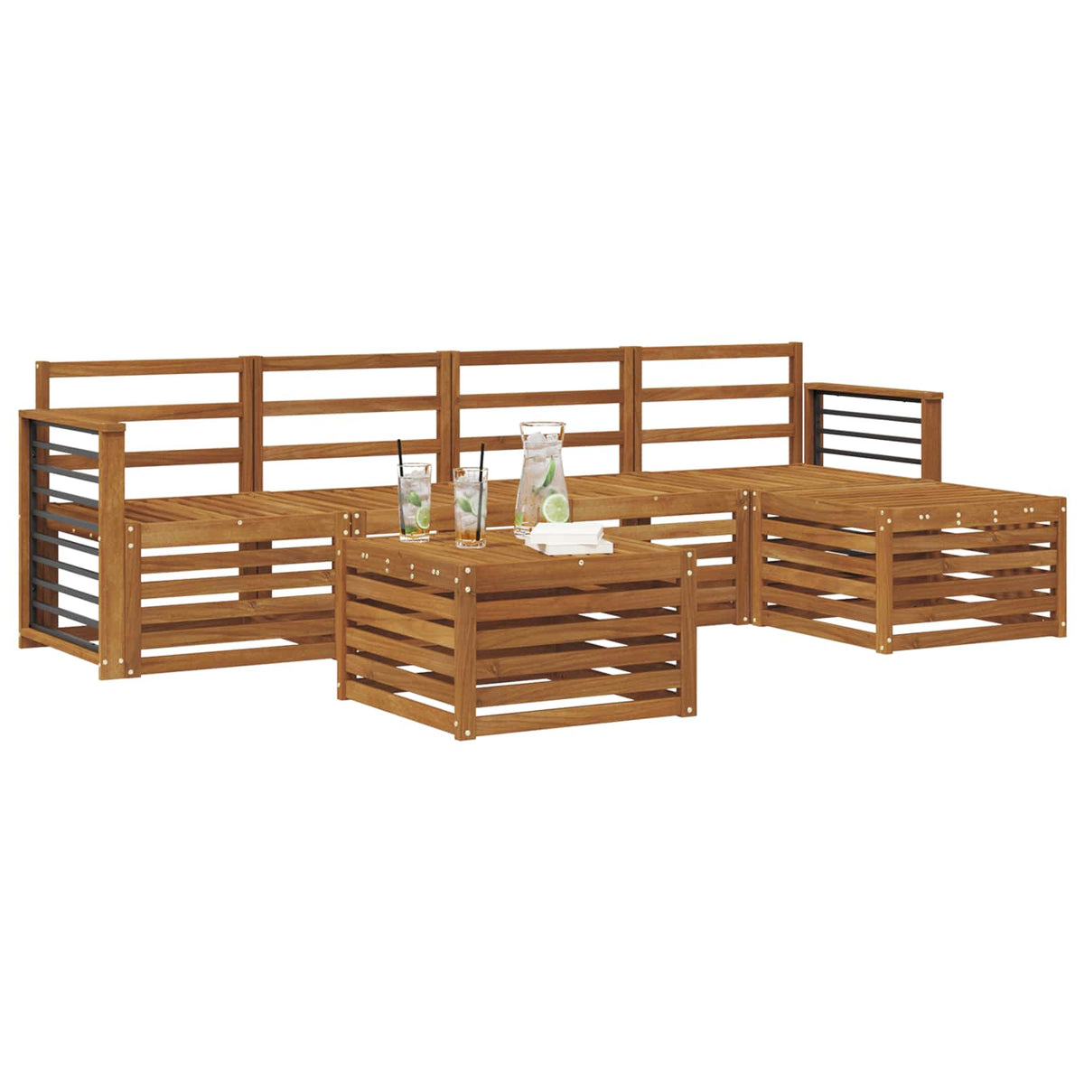 Outdoor-Sofagarnitur 6 stk. Natur