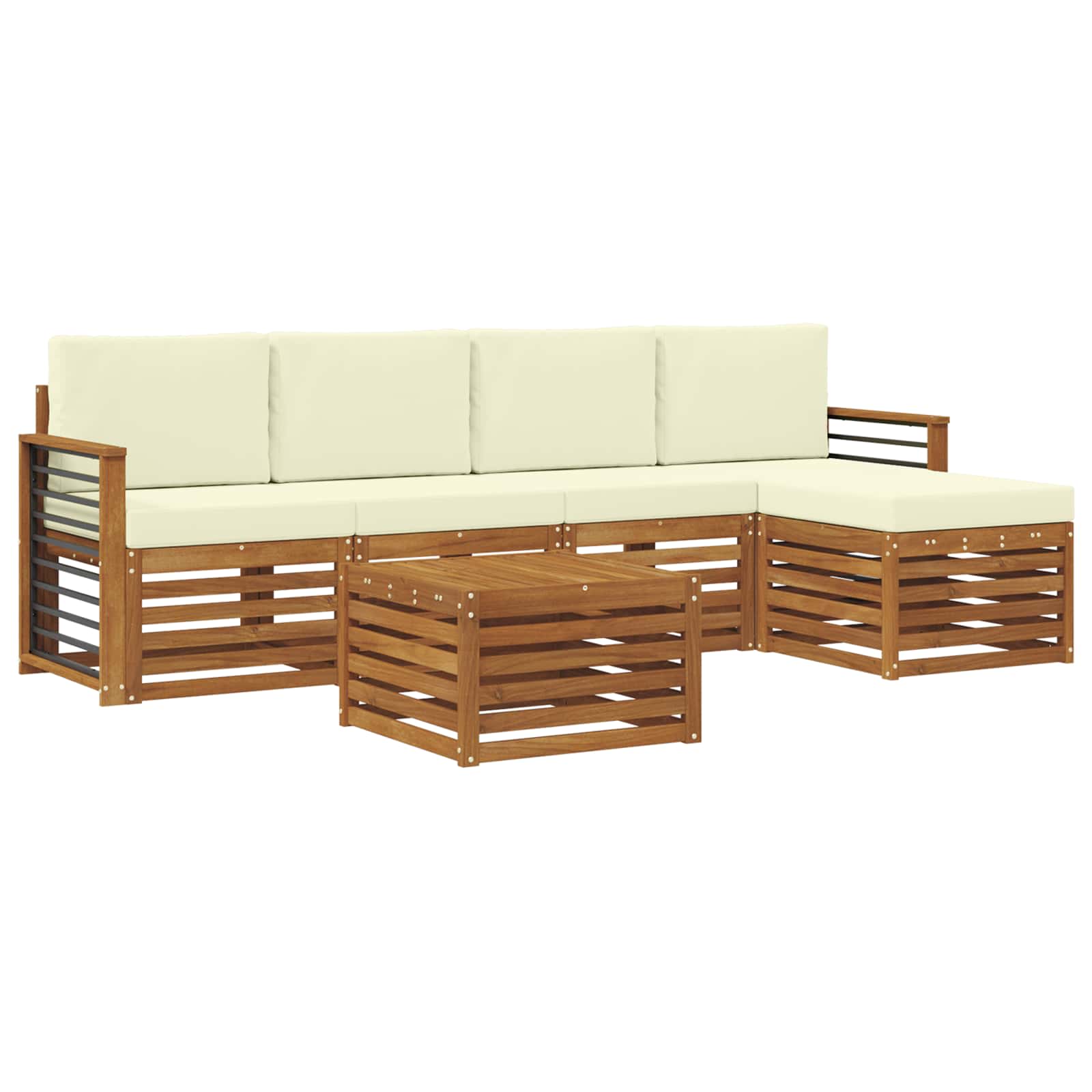Outdoor-Sofagarnitur 6 stk. Natur und Creme