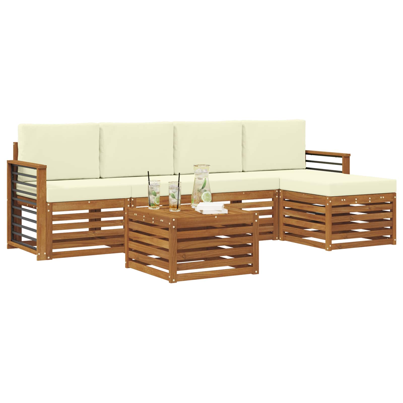 Outdoor-Sofagarnitur 6 stk. Natur und Creme