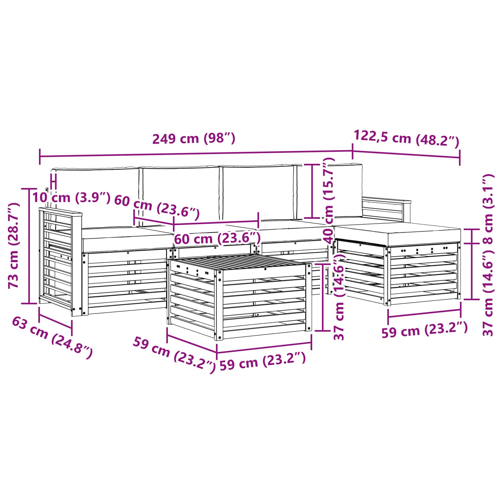 Outdoor-Sofagarnitur 6 stk. Natur und Creme