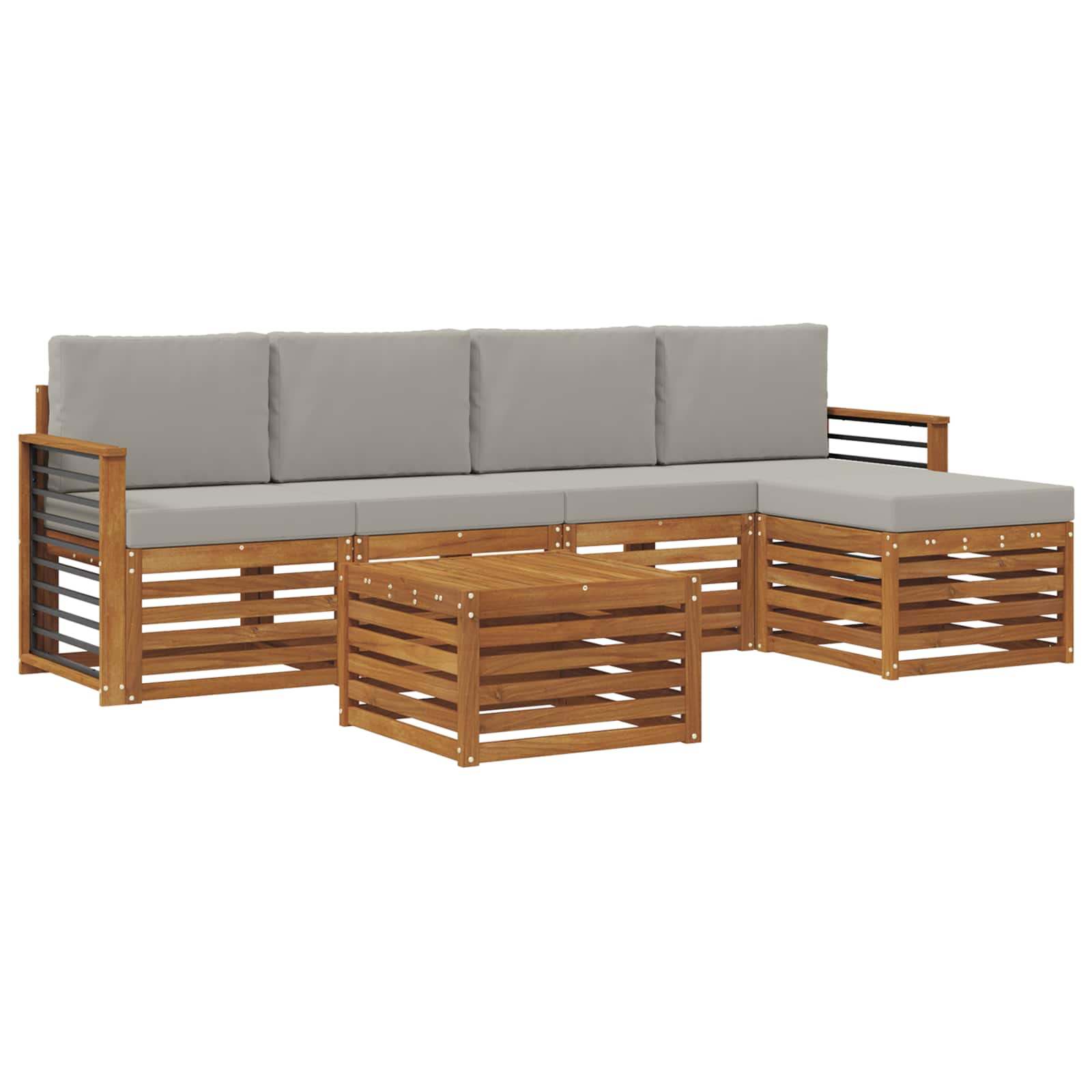 Outdoor-Sofagarnitur mit Kissen 6 pcs Natürlich und Hellgrau