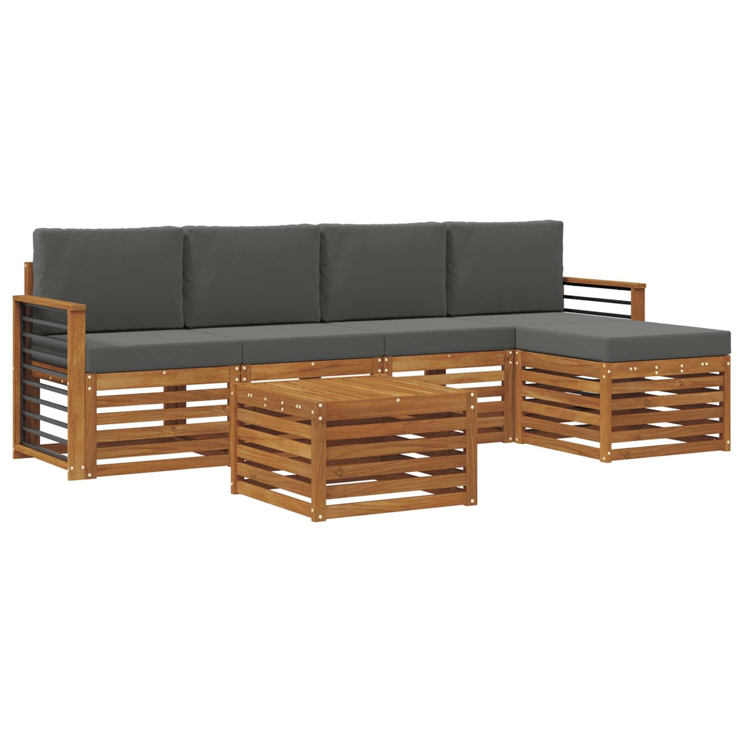 Outdoor-Sofagarnitur 6 stk. Natur und Anthrazit