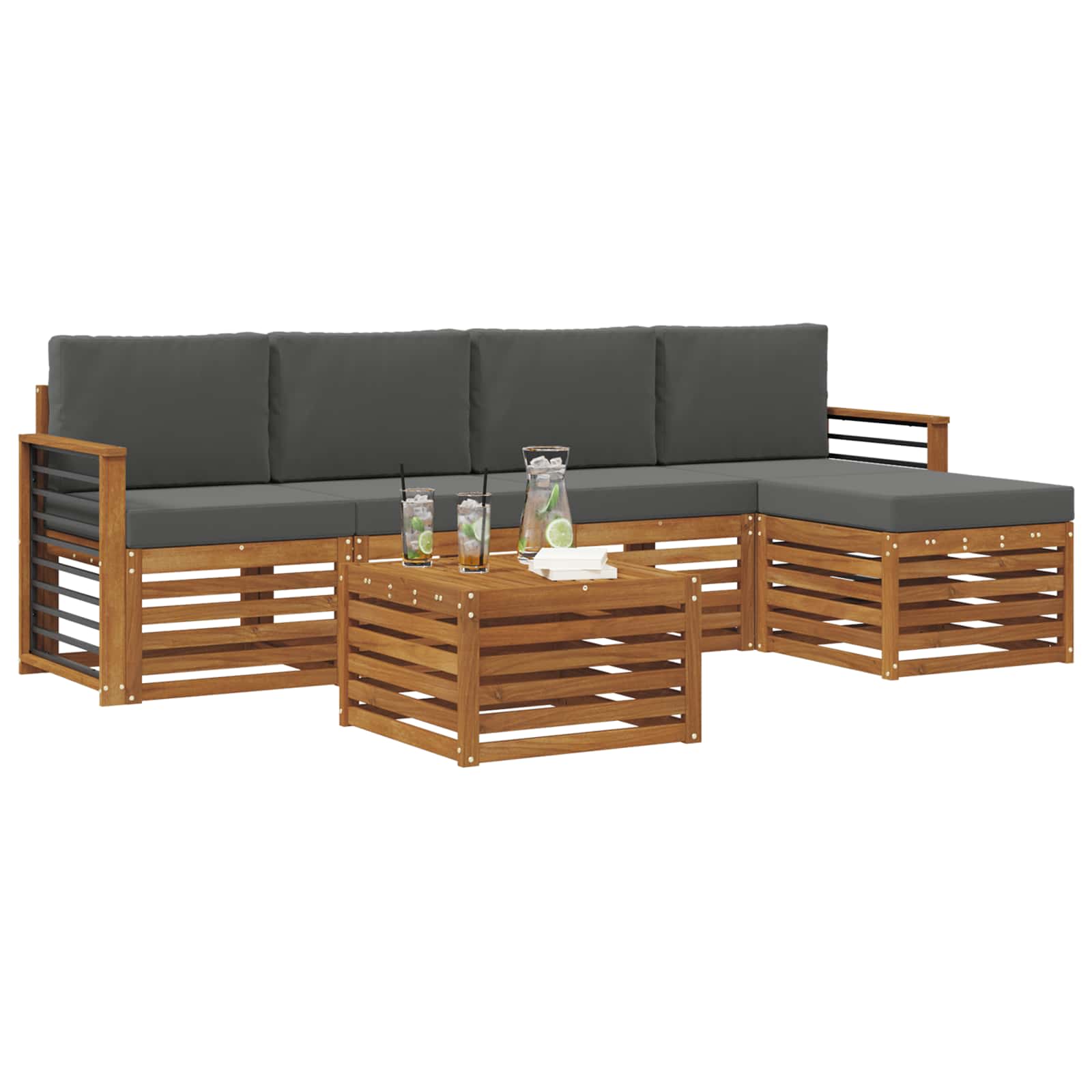 Outdoor-Sofagarnitur 6 stk. Natur und Anthrazit