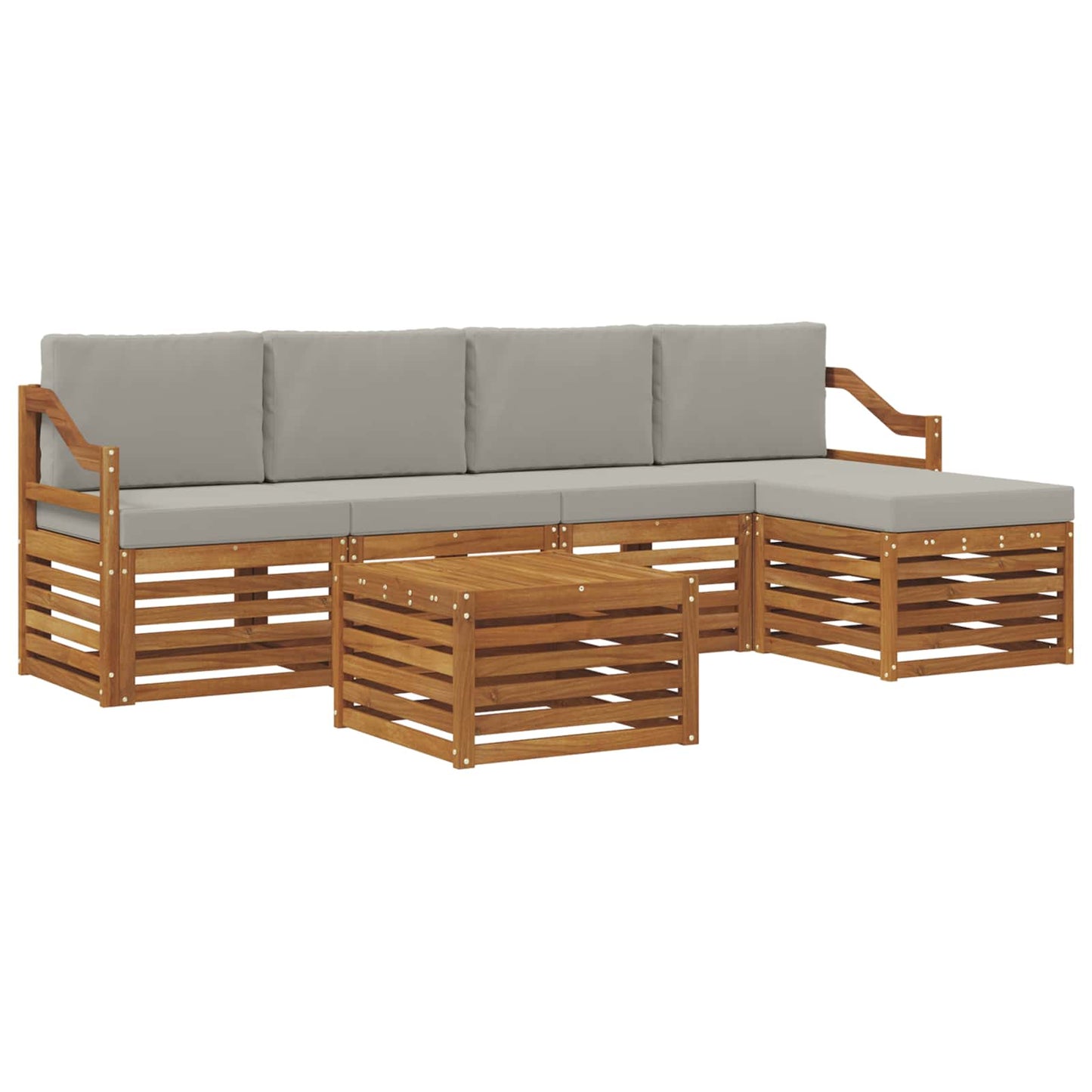 Outdoor-Sofagarnitur mit Kissen 6 pcs Natürlich und Hellgrau