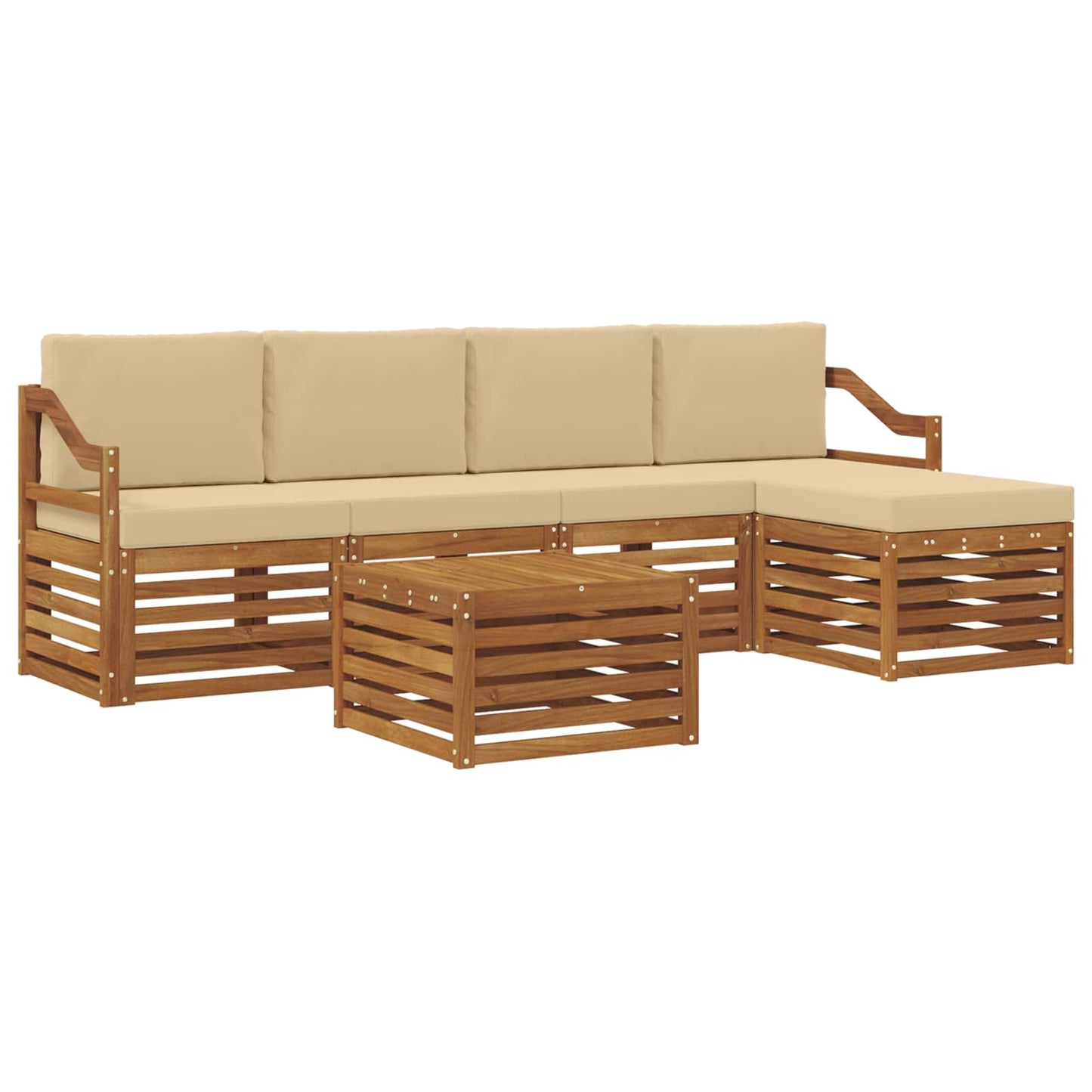 Outdoor-Sofagarnitur 6 stk. Natur und Beige