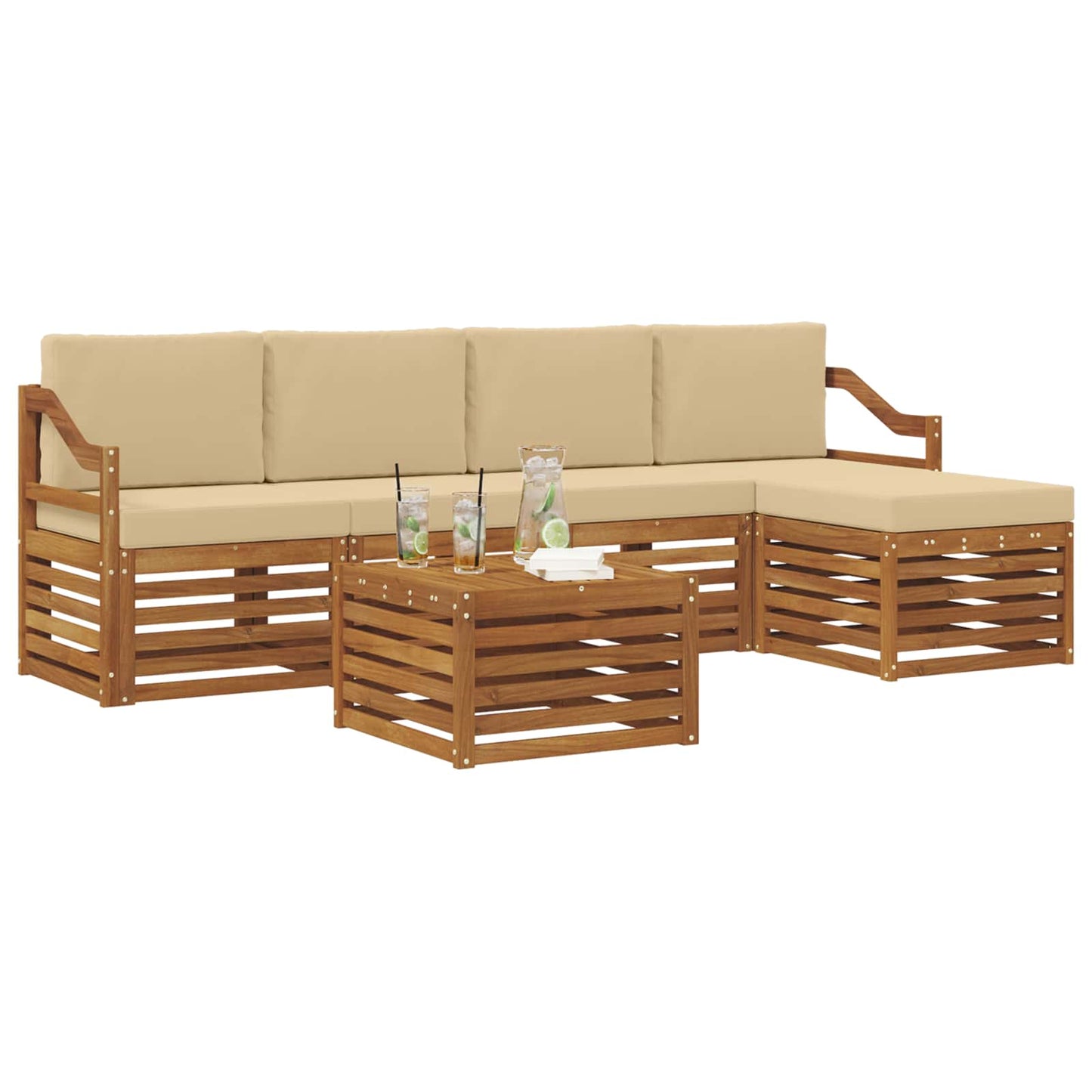 Outdoor-Sofagarnitur 6 stk. Natur und Beige