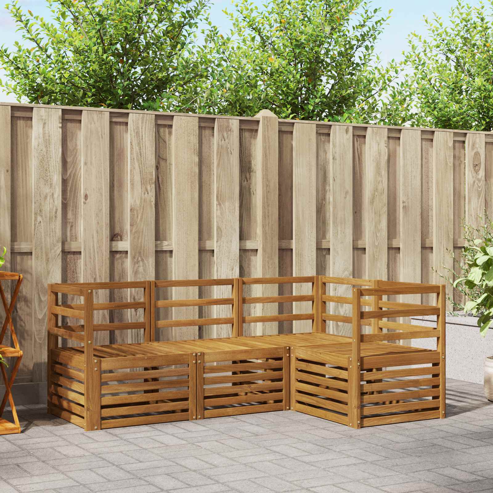 Sofagarnituren 4 pcs Natur Massivholz Akazie