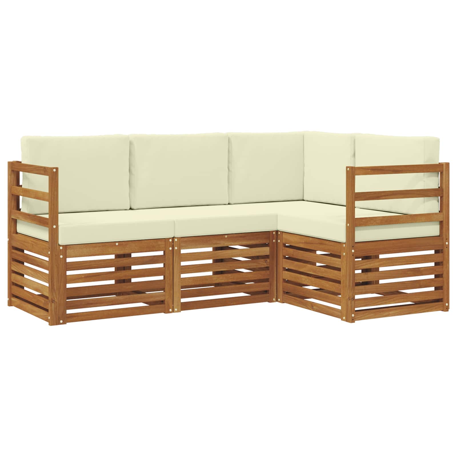 Outdoor-Sofagarnitur 4 stk. Natur und Creme Polyester
