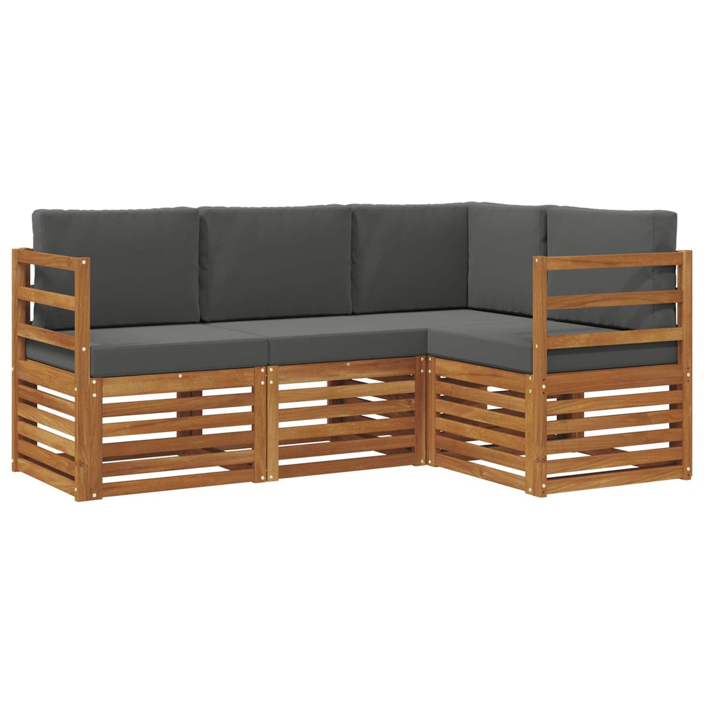 Sofagarnituren 4 pcs Natur und Anthrazit Massivholz Akazie