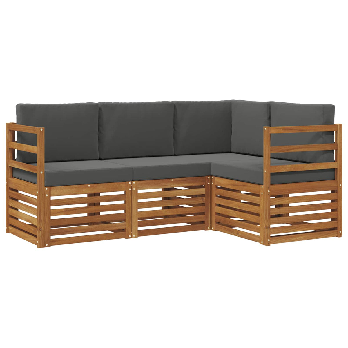 Outdoor-Sofagarnitur 4 stk. Natur und Anthrazit Polyester