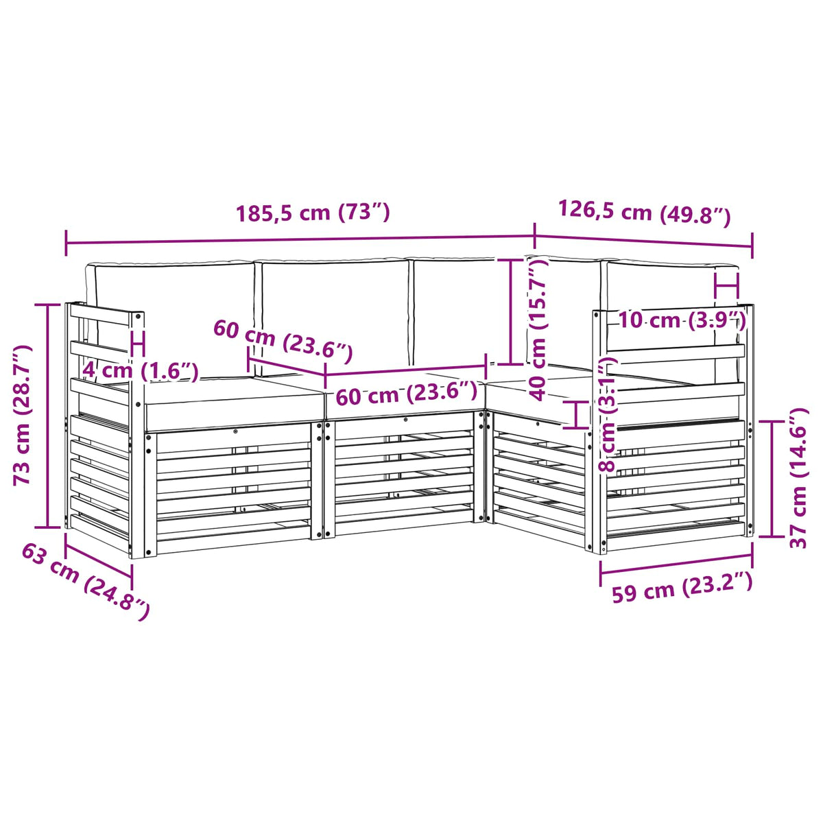 Outdoor-Sofagarnitur 4 stk. Natur und Anthrazit Polyester