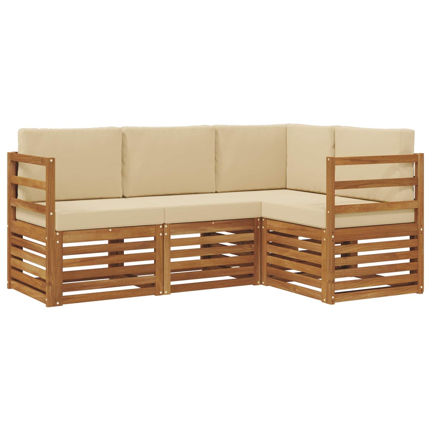 Outdoor-Sofagarnitur 4 stk. Natur und Beige Polyester