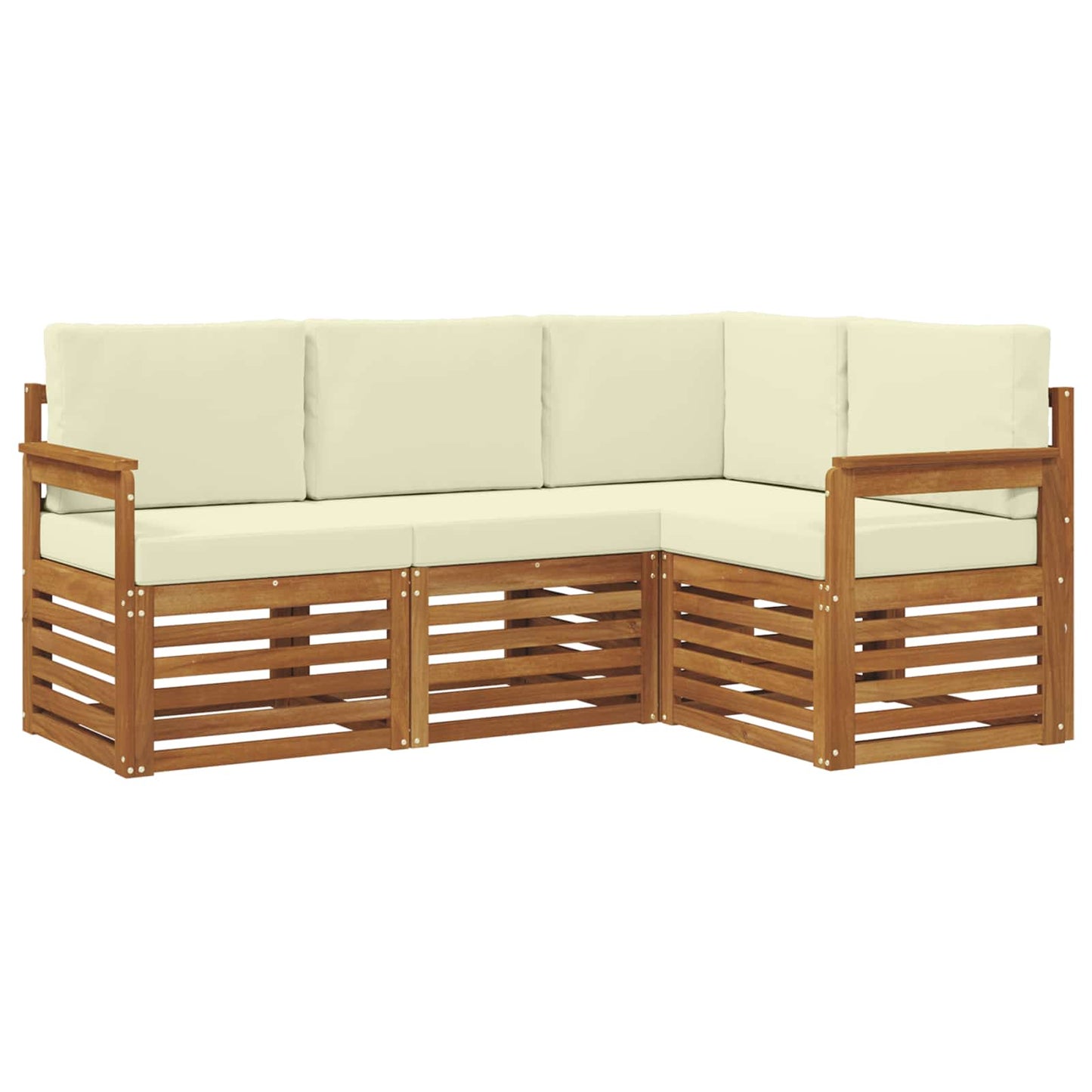Sofagarnituren 4 pcs Natur und Creme Massivholz Akazie