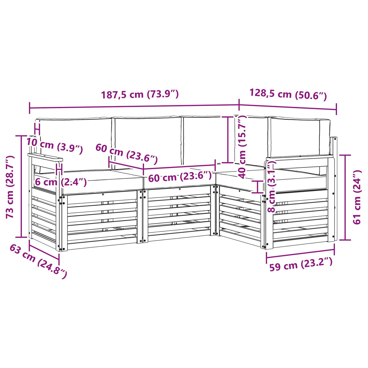 Outdoor-Sofagarnitur 4 stk. Natur und Hellgrau Polyester