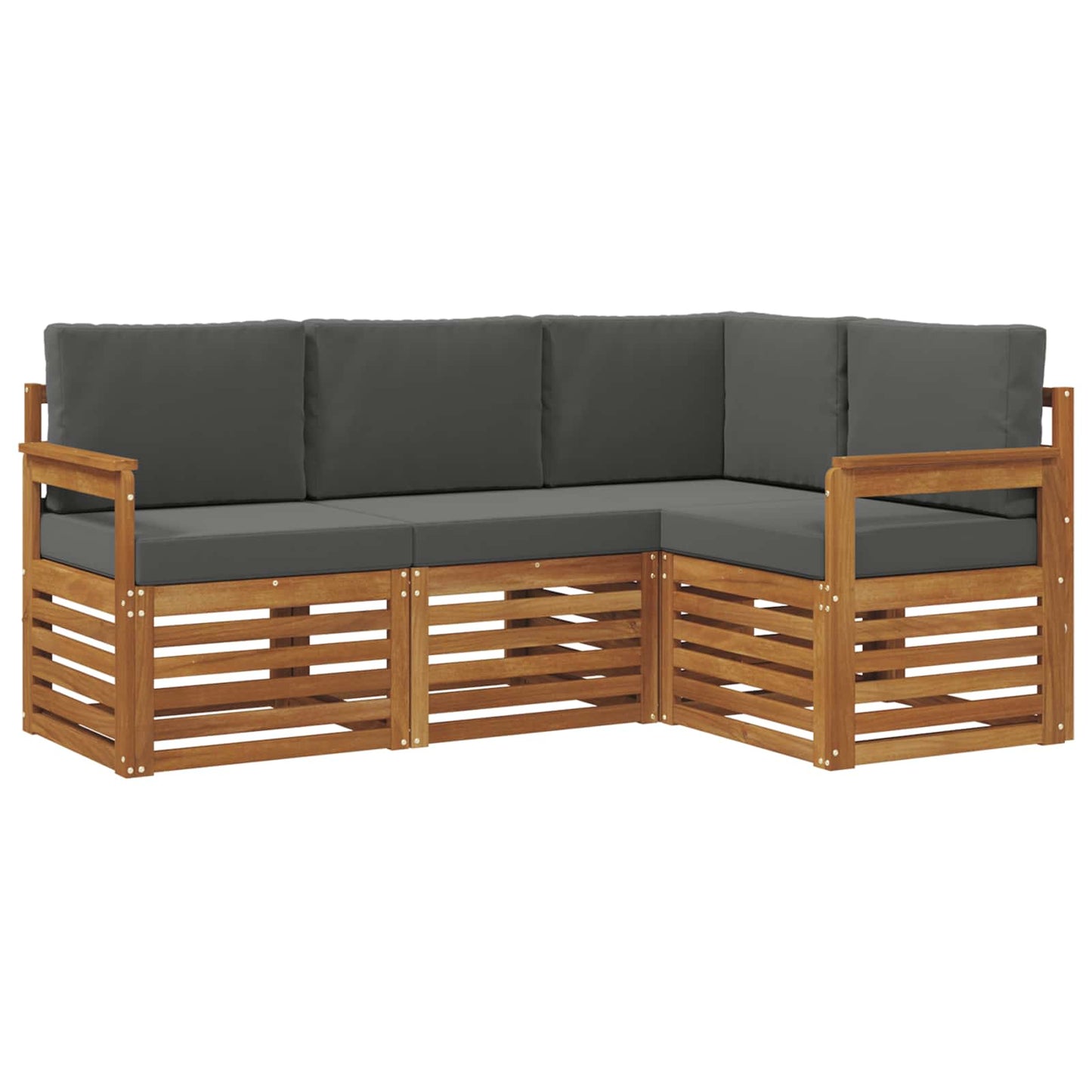 Outdoor-Sofagarnitur 4 stk. Natur und Anthrazit Polyester