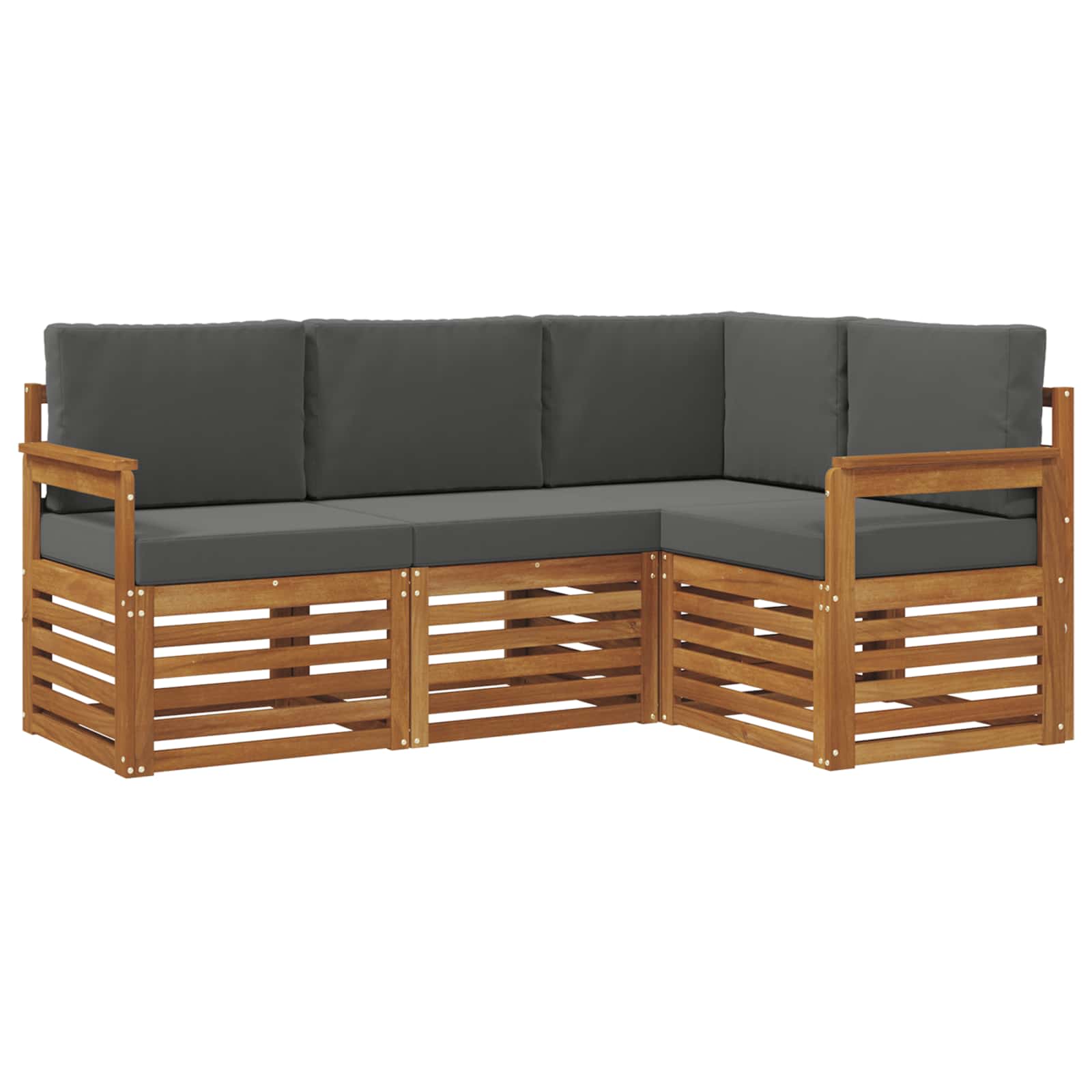 Outdoor-Sofagarnitur 4 stk. Natur und Anthrazit Polyester