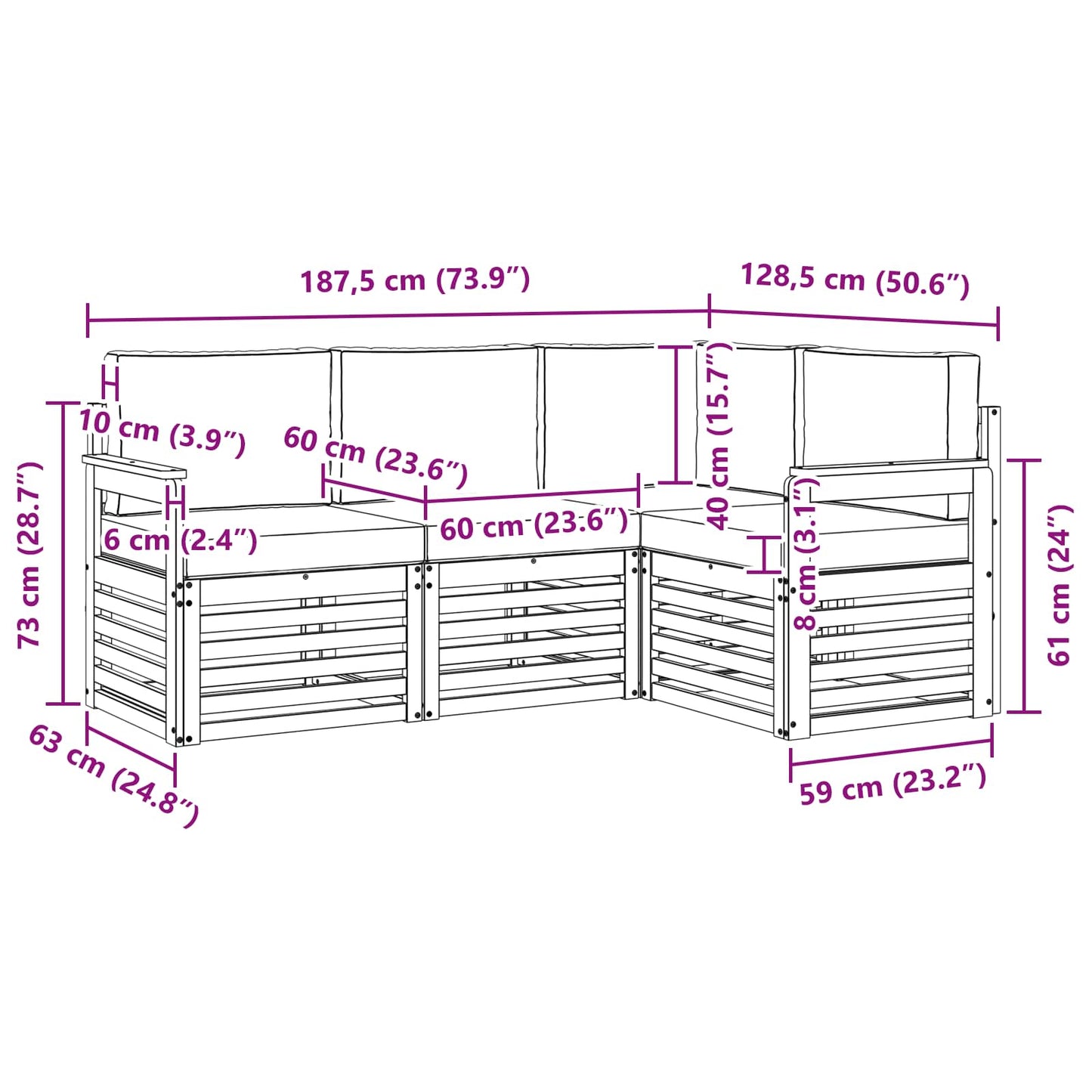 Outdoor-Sofagarnitur 4 stk. Natur und Anthrazit Polyester