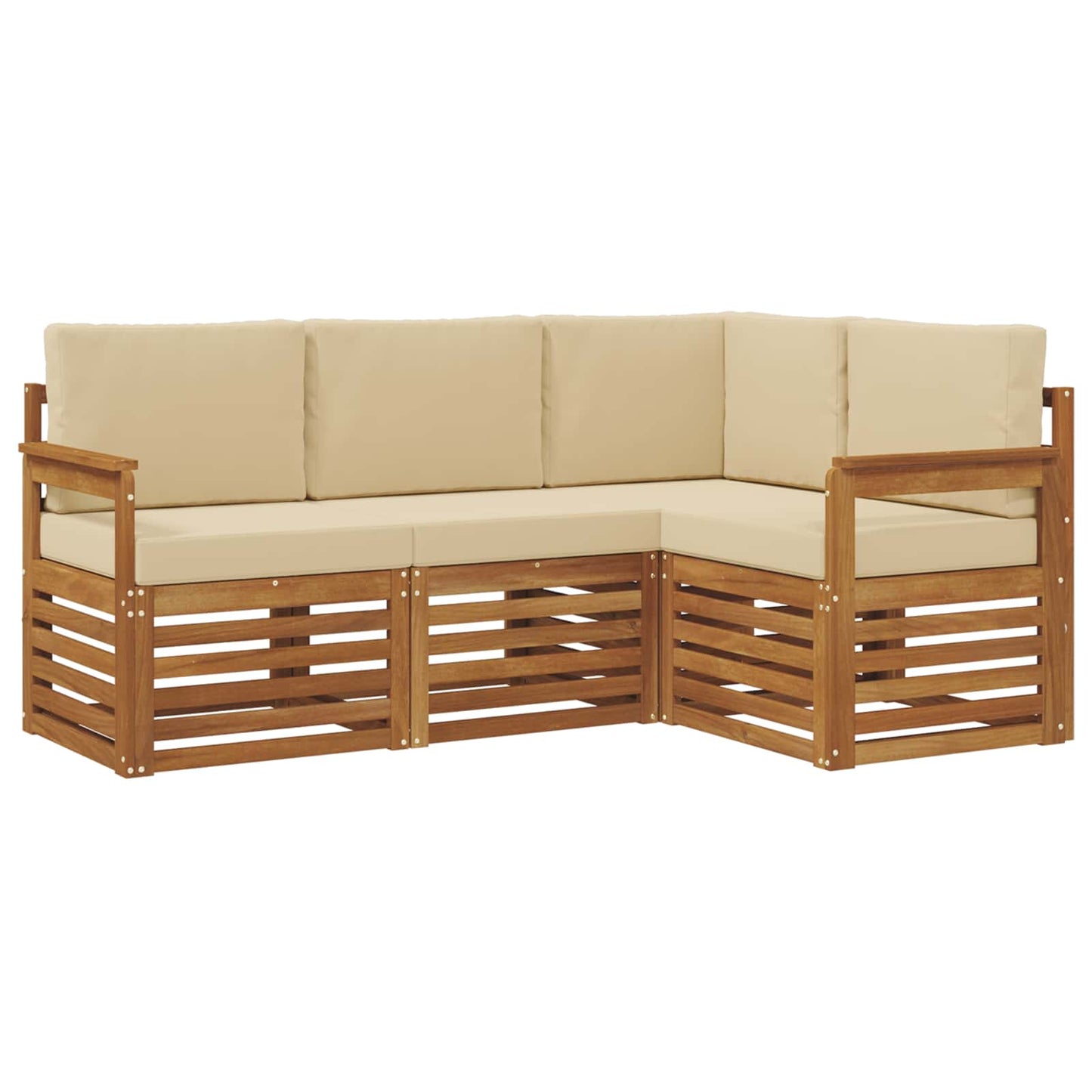 Outdoor-Sofagarnitur 4 stk. Natur und Beige Polyester