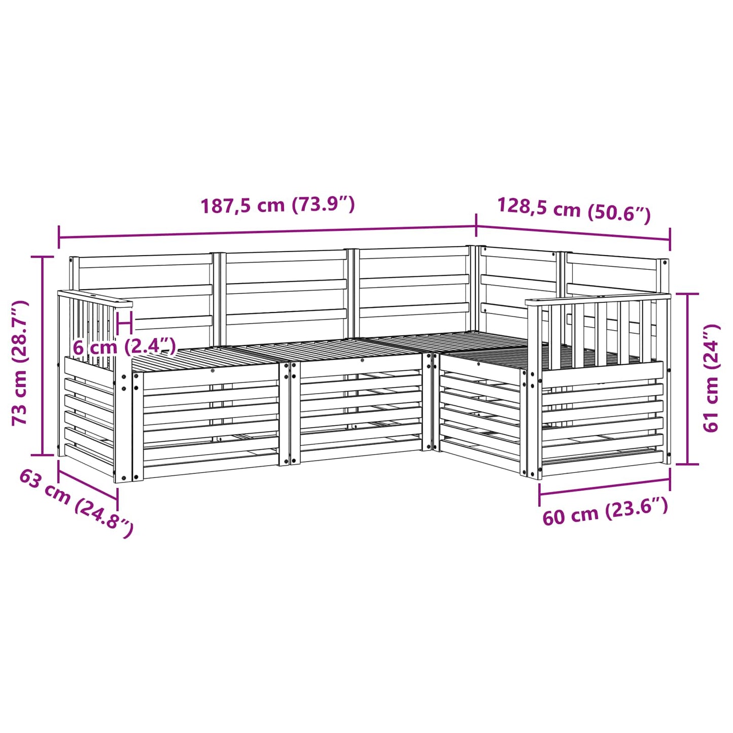 Sofagarnituren 4 pcs Natur Massivholz Akazie