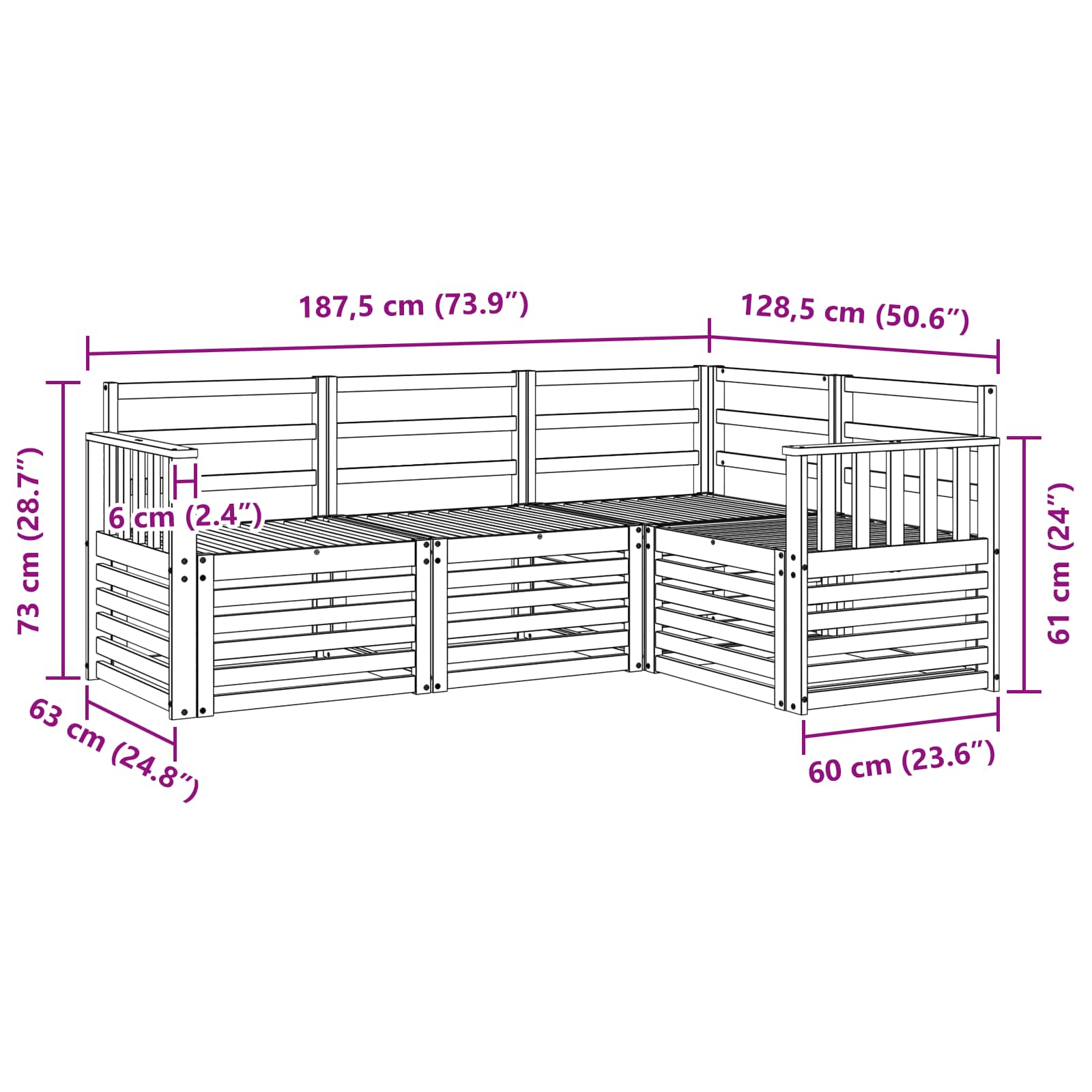 Sofagarnituren 4 pcs Natur Massivholz Akazie