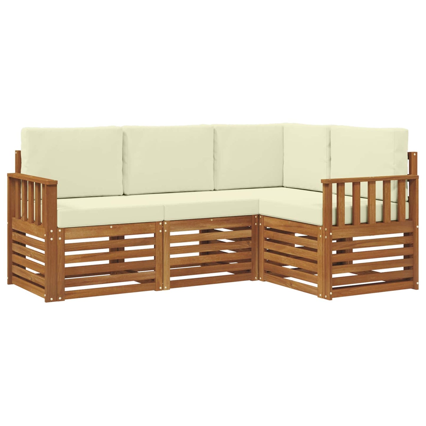 Sofagarnituren 4 pcs Natur und Creme Massivholz Akazie