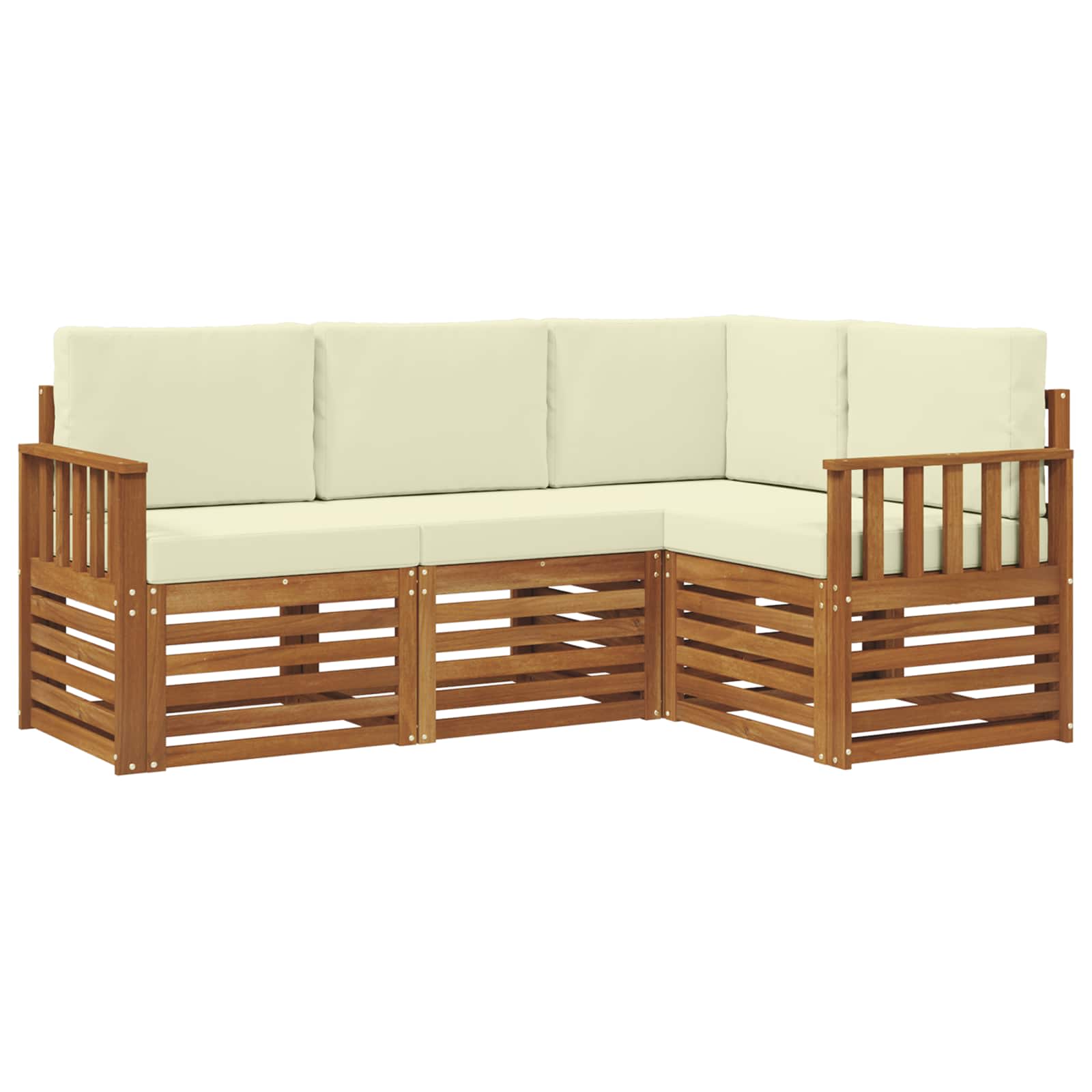 Sofagarnituren 4 pcs Natur und Creme Massivholz Akazie