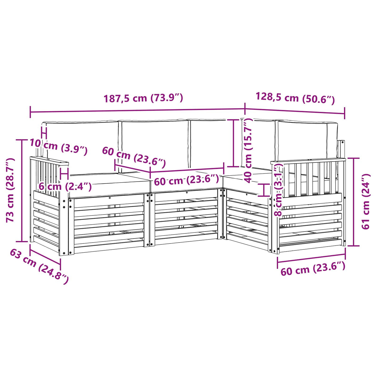 Outdoor-Sofagarnitur 4 stk. Natur und Creme Polyester