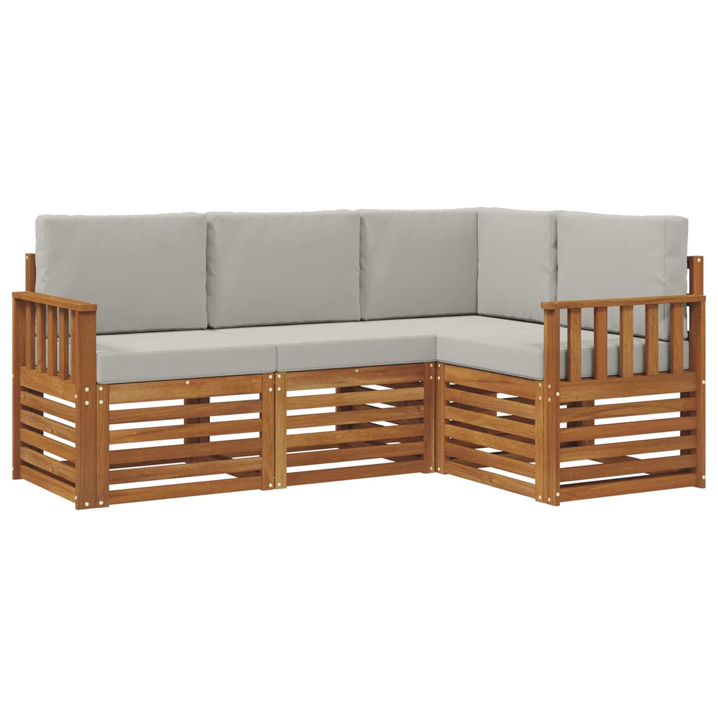 Outdoor-Sofagarnitur 4 stk. Natürlich und Hellgrau Polyester
