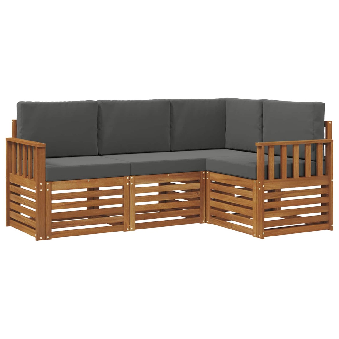 Outdoor-Sofagarnitur 4 stk. Natur und Anthrazit Polyester