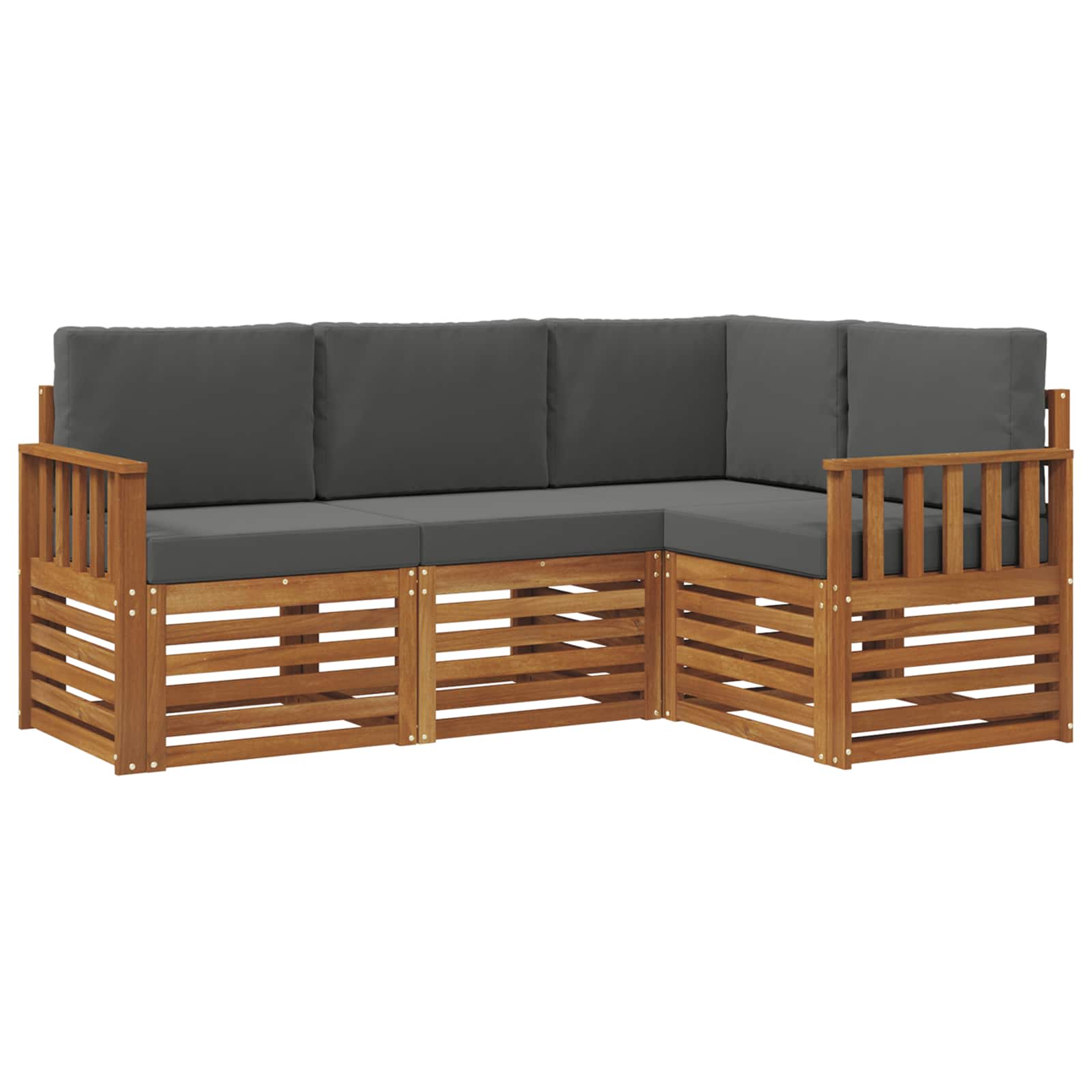 Outdoor-Sofagarnitur 4 stk. Natur und Anthrazit Polyester