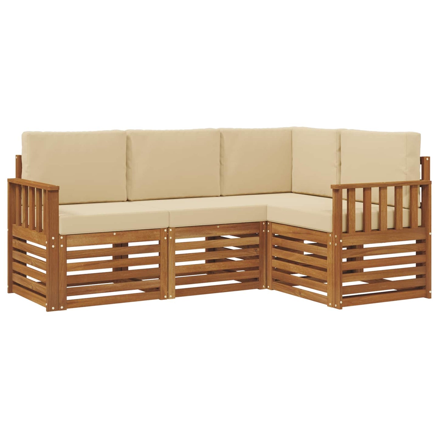 Outdoor-Sofagarnitur 4 stk. Natur und Beige Polyester
