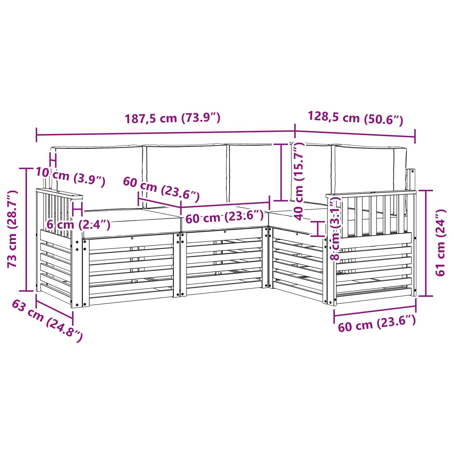 Outdoor-Sofagarnitur 4 stk. Natur und Beige Polyester
