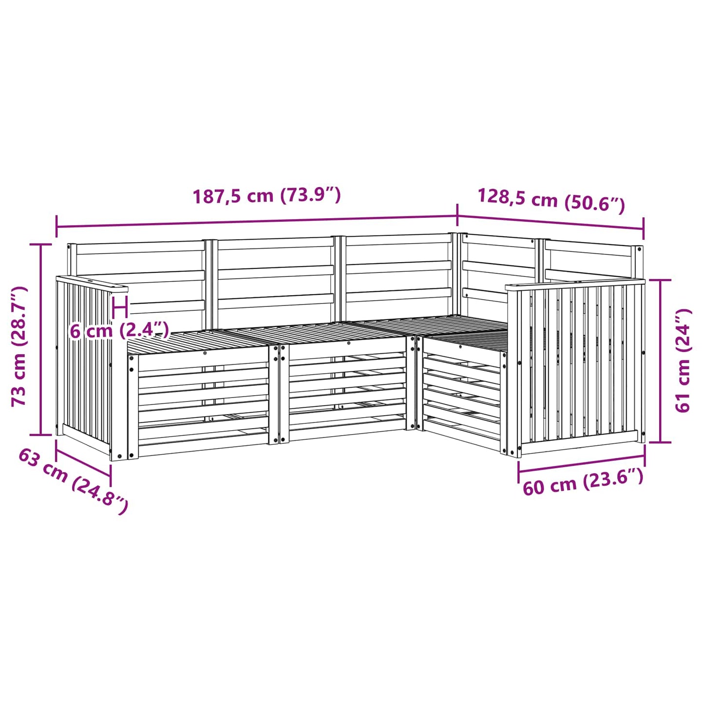 Sofagarnituren 4 pcs Natur Massivholz Akazie