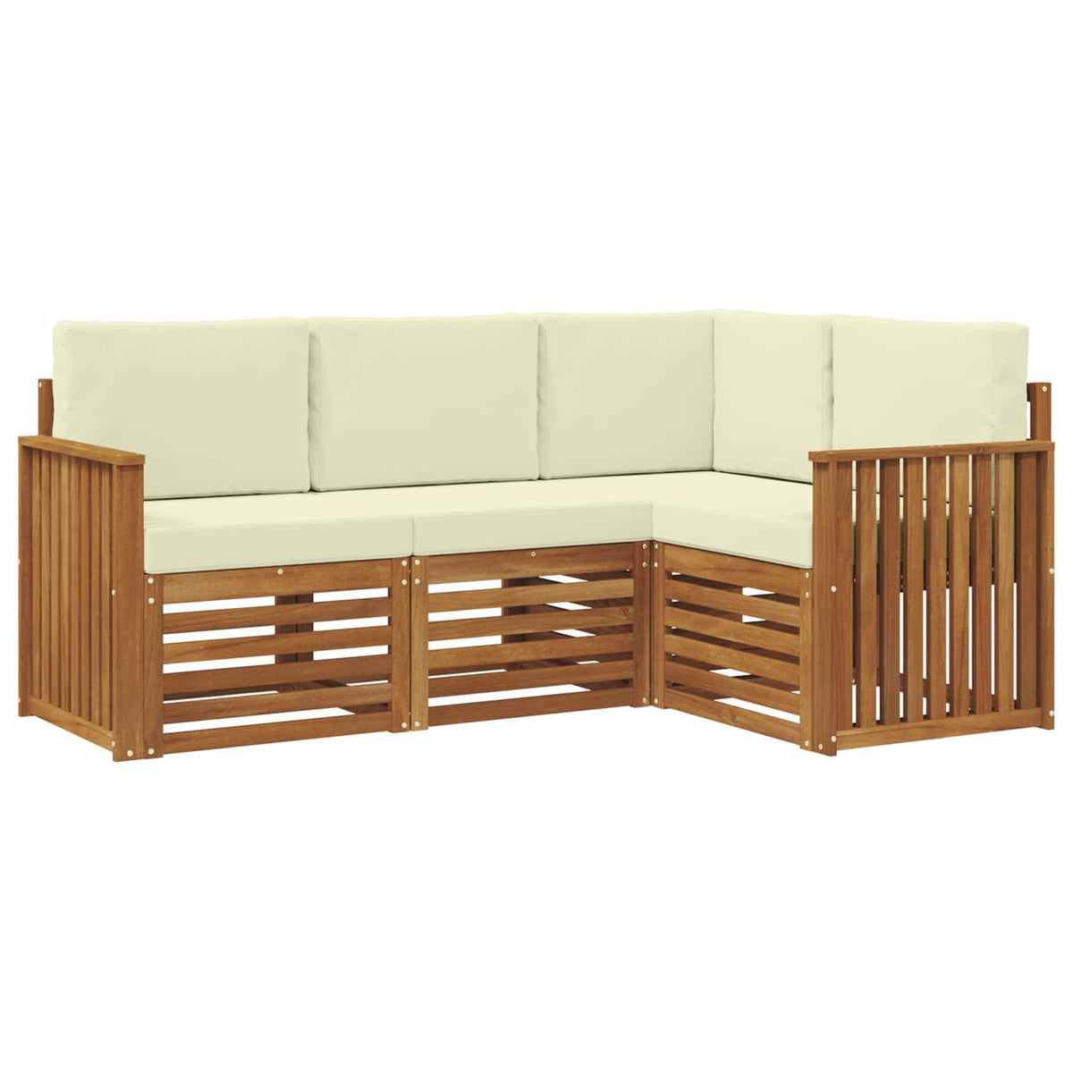 Outdoor-Sofagarnitur 4 stk. Natur und Creme Polyester