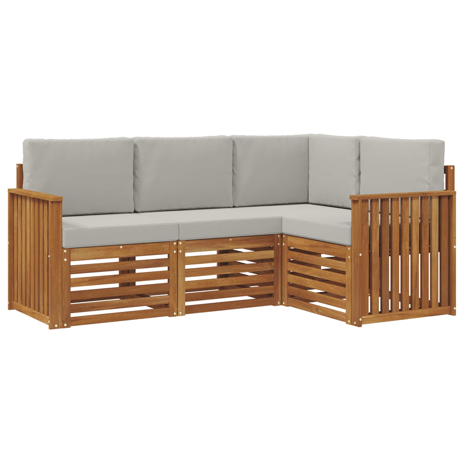 Outdoor-Sofagarnitur 4 stk. Natürlich und Hellgrau Polyester