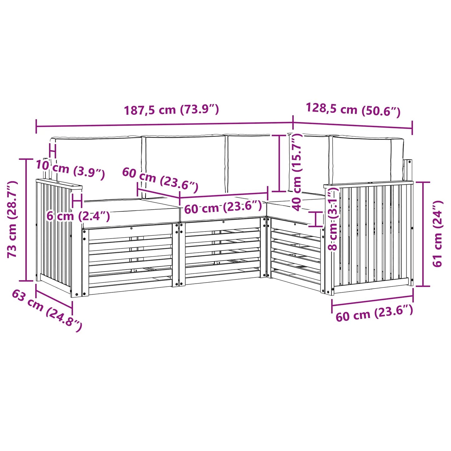 Outdoor-Sofagarnitur 4 stk. Natürlich und Hellgrau Polyester