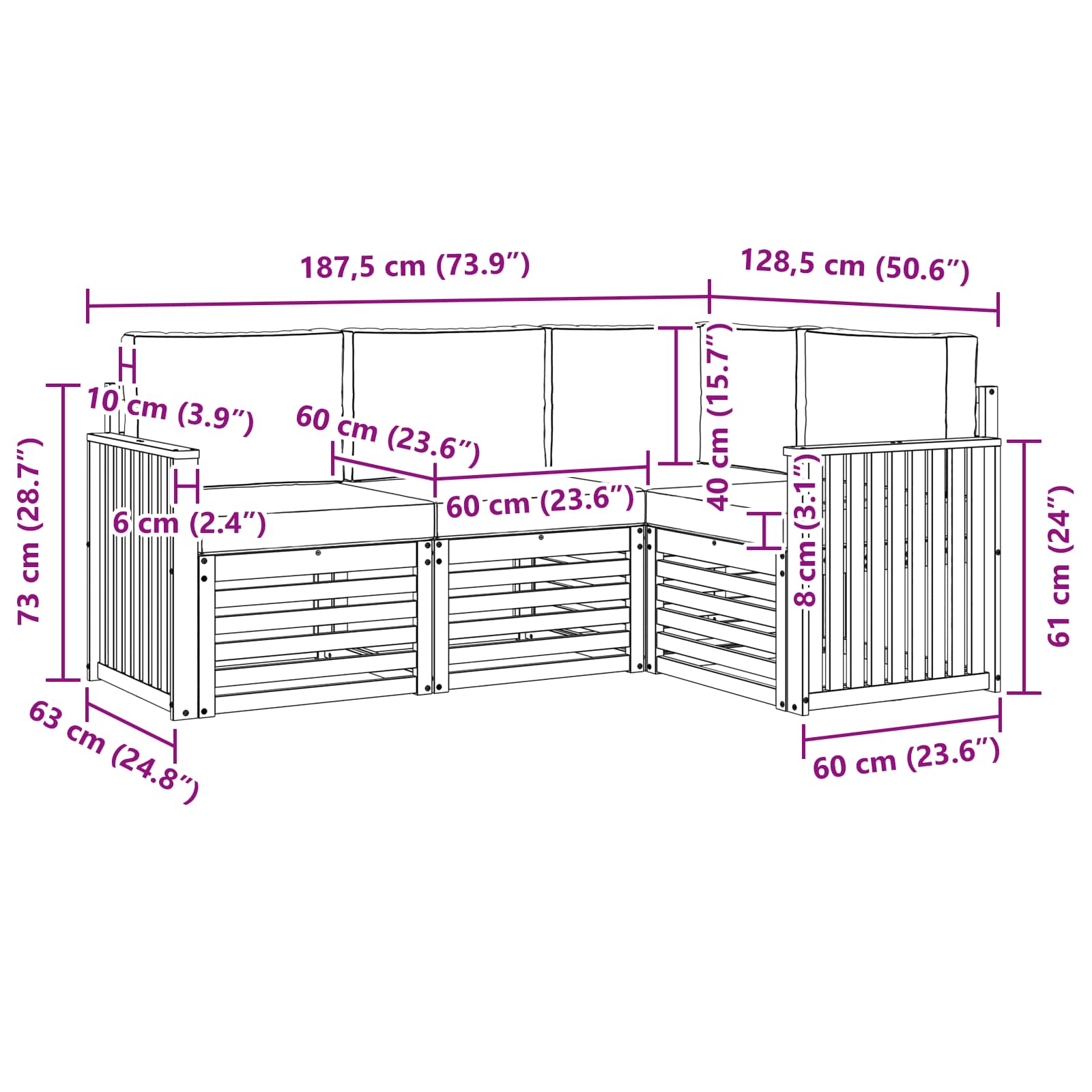 Outdoor-Sofagarnitur 4 stk. Natürlich und Hellgrau Polyester