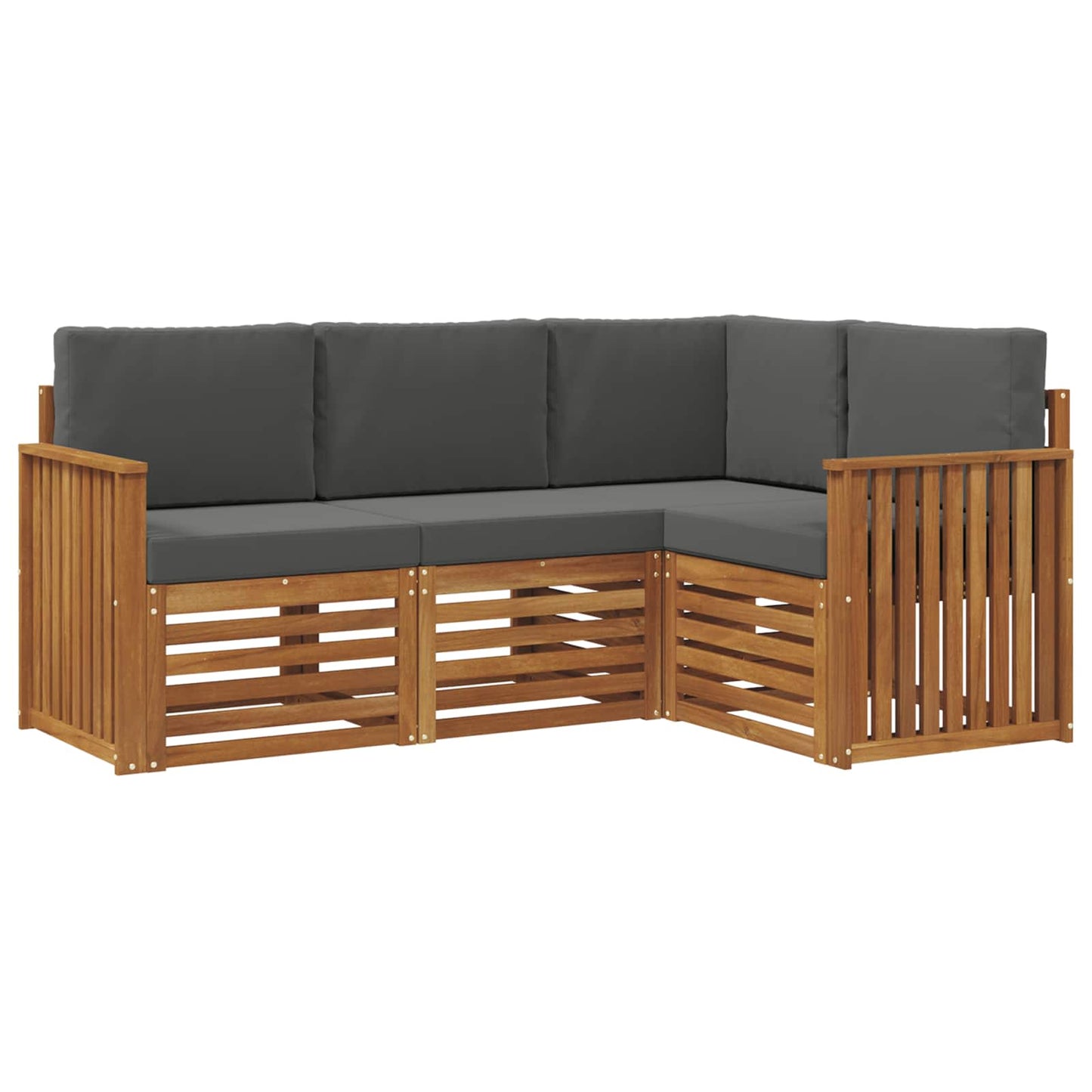 Sofagarnituren 4 pcs Natur und Anthrazit Massivholz Akazie