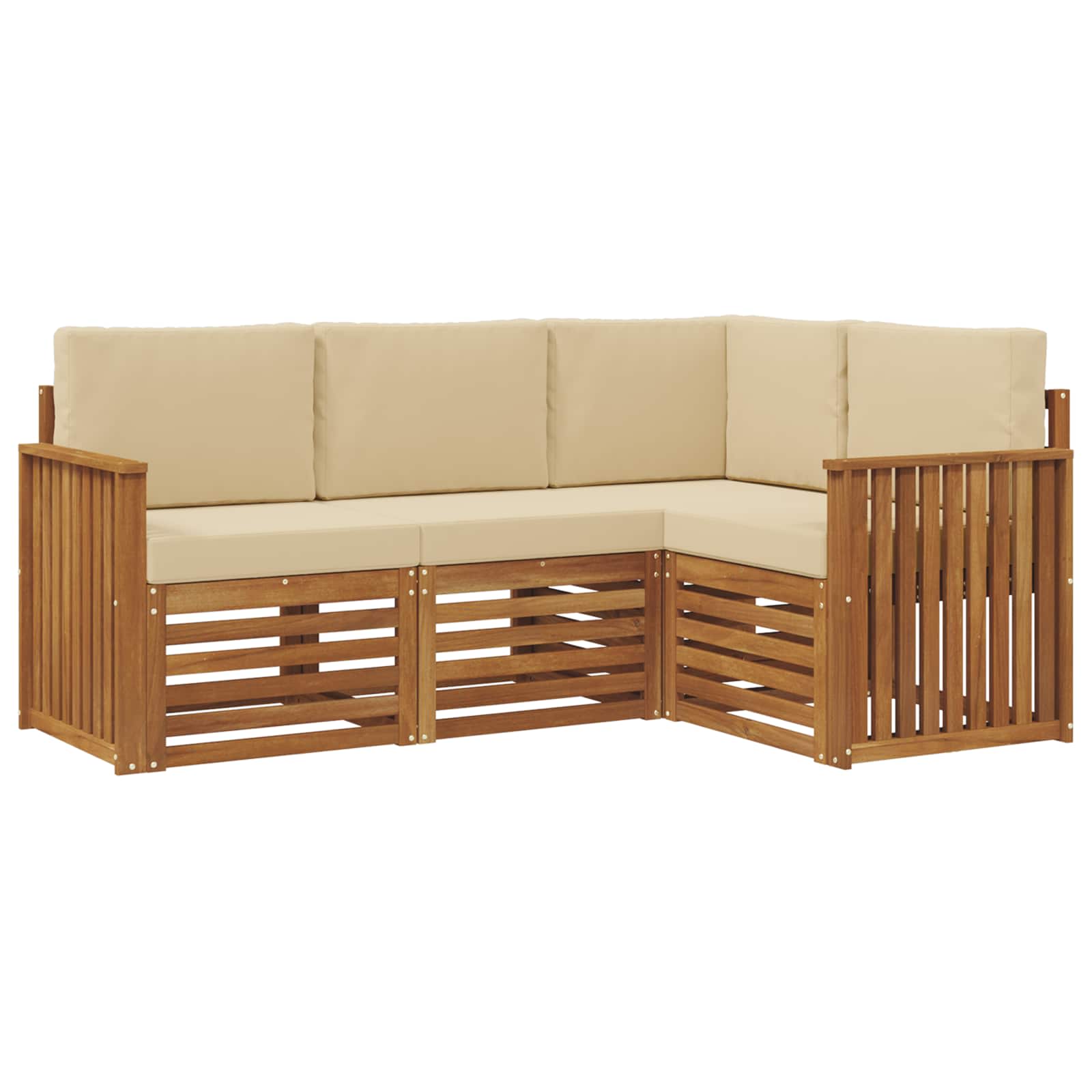 Outdoor-Sofagarnitur 4 stk. Natur und Beige Polyester