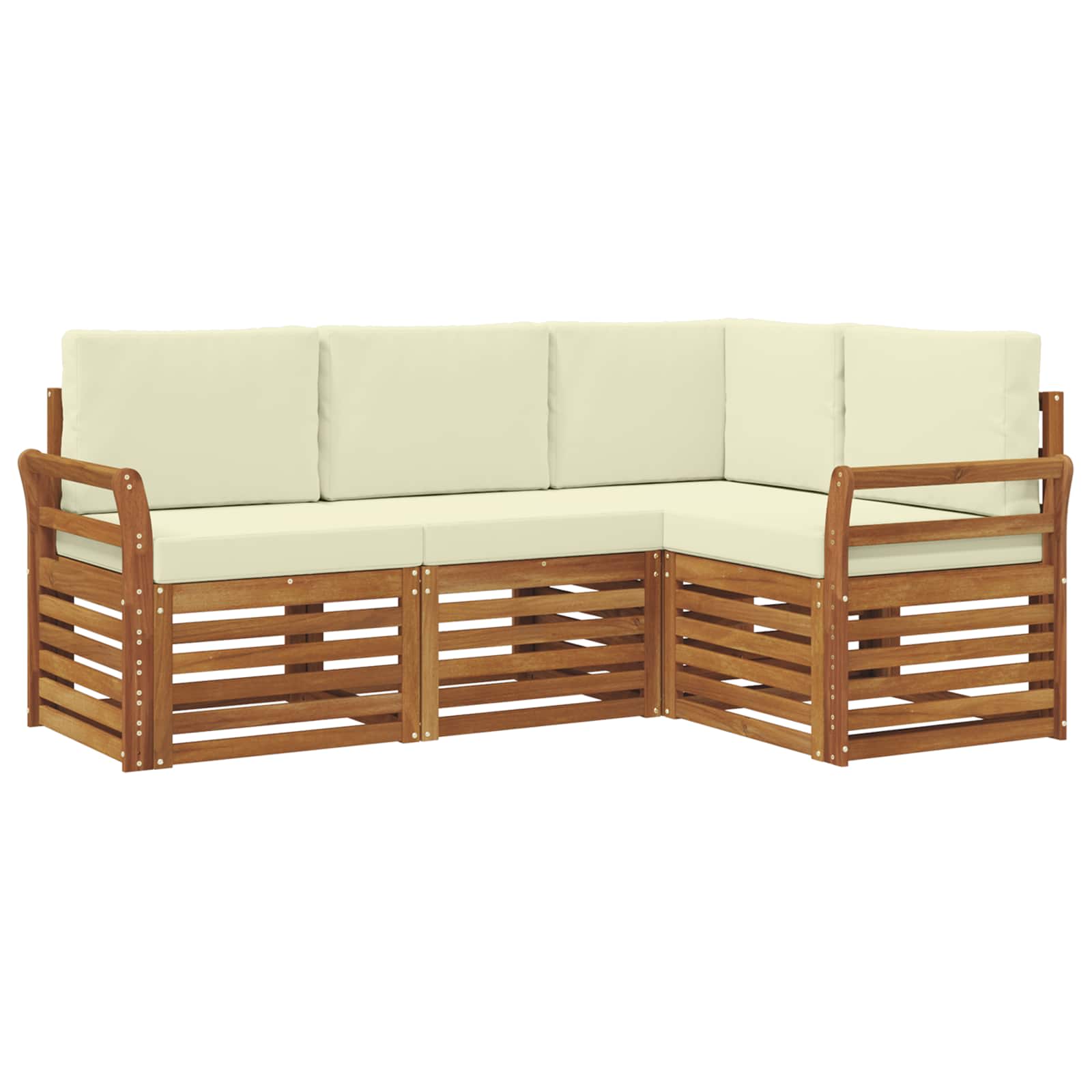 Outdoor-Sofagarnitur 4 stk. Natur und Creme Polyester