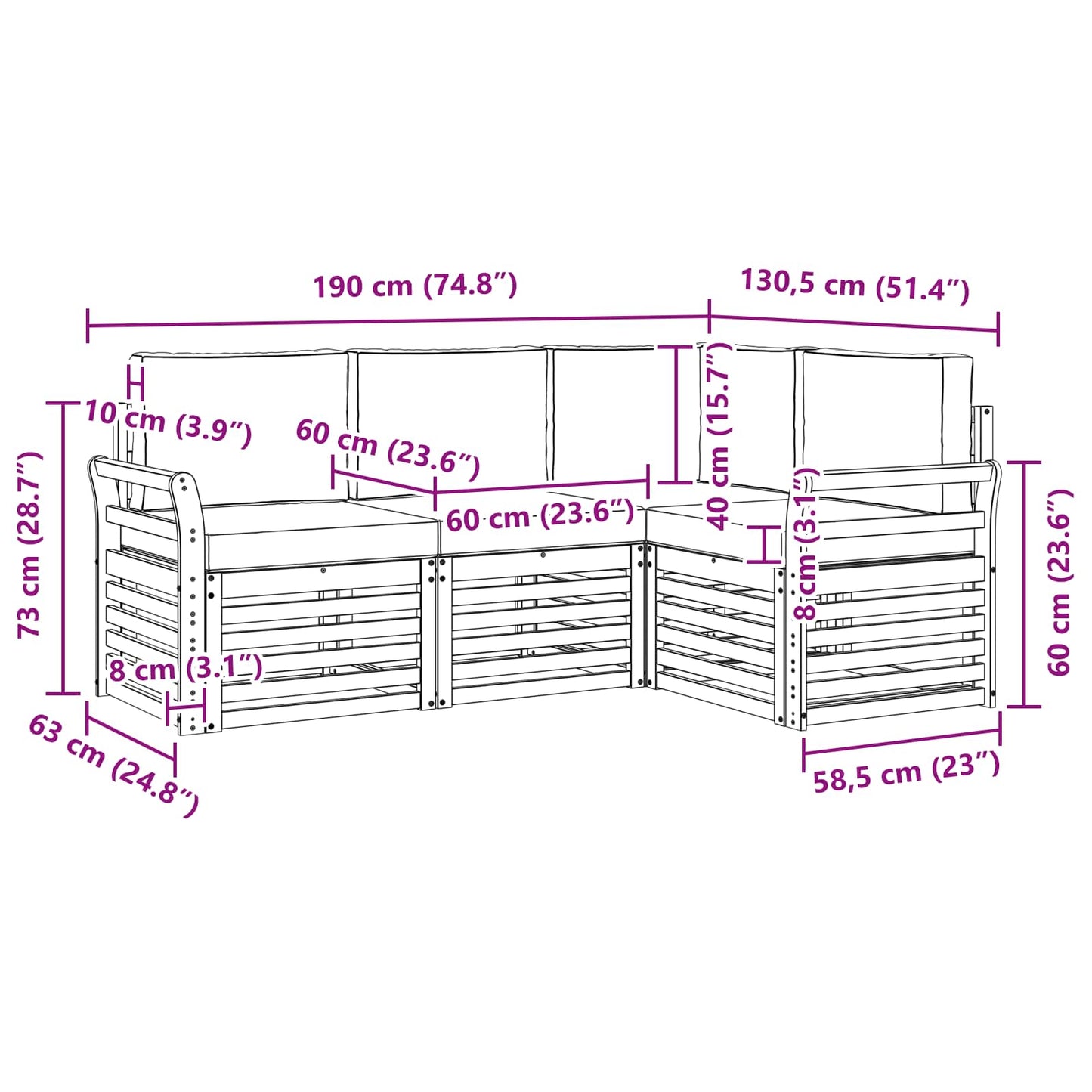 Outdoor-Sofagarnitur 4 stk. Natur und Creme Polyester