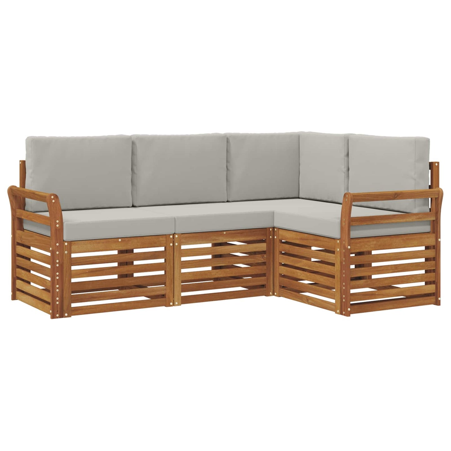 Outdoor-Sofagarnitur 4 stk. Natürlich und Hellgrau Polyester