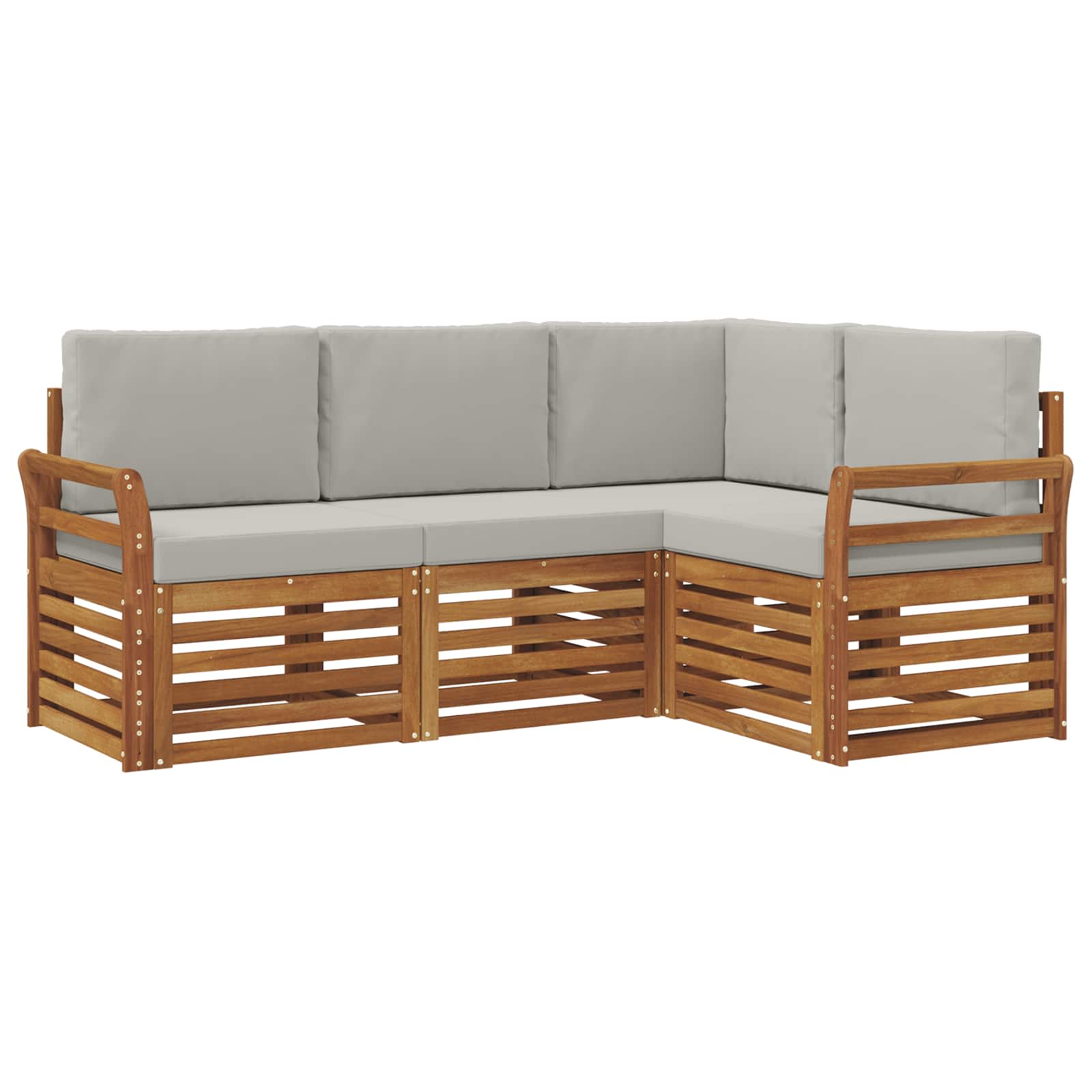Outdoor-Sofagarnitur 4 stk. Natürlich und Hellgrau Polyester