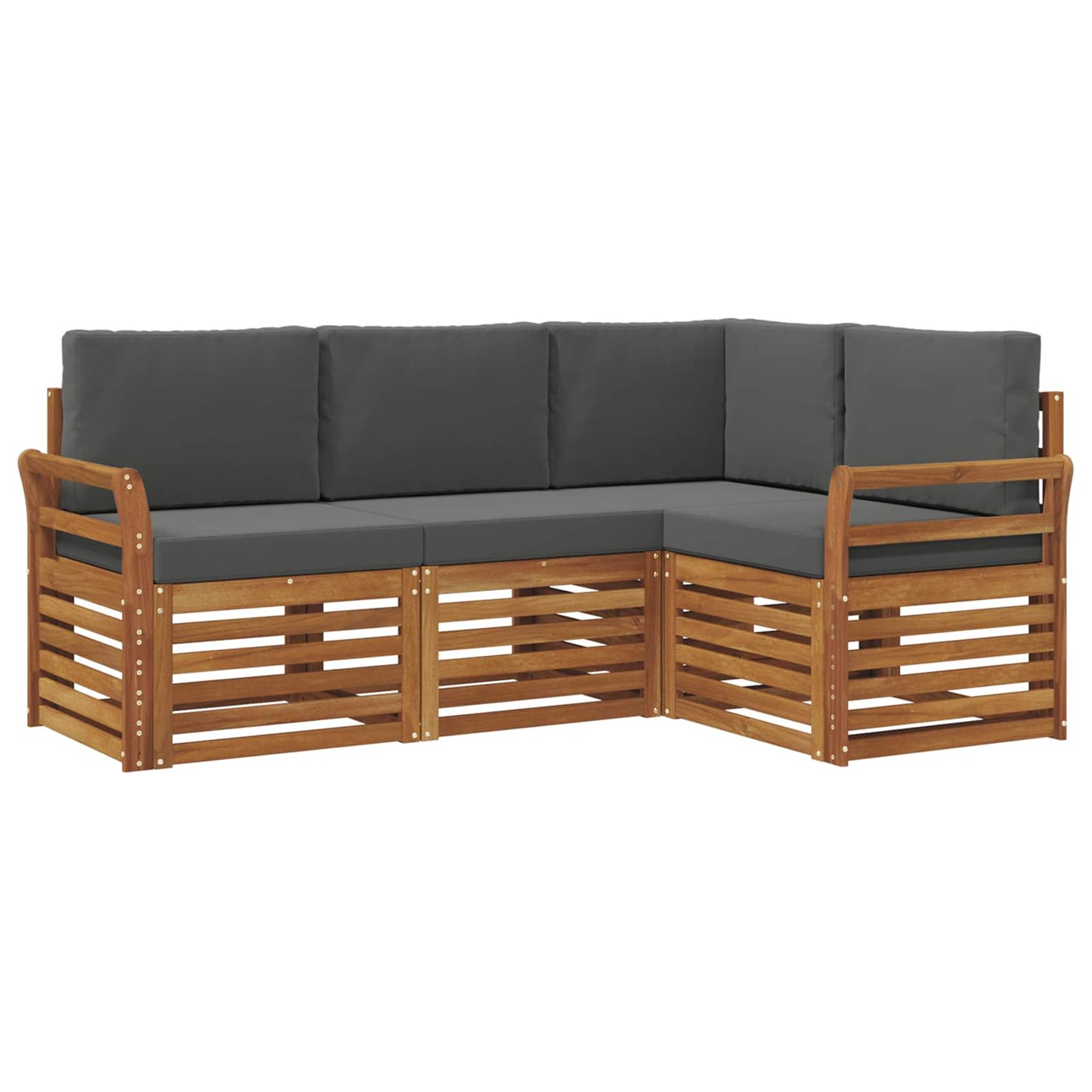 Outdoor-Sofagarnitur 4 stk. Natur und Anthrazit Polyester