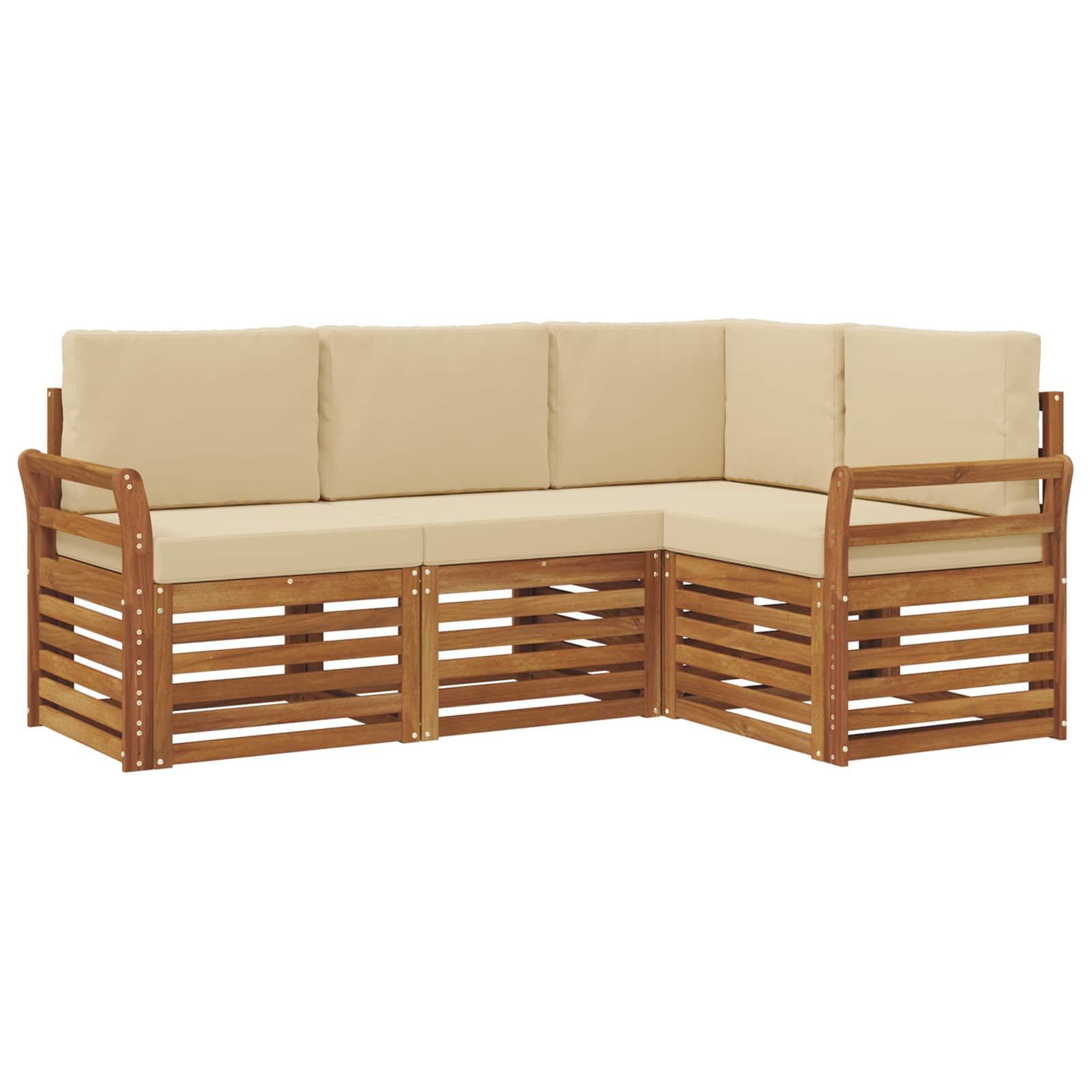 Outdoor-Sofagarnitur 4 stk. Natur und Beige Polyester